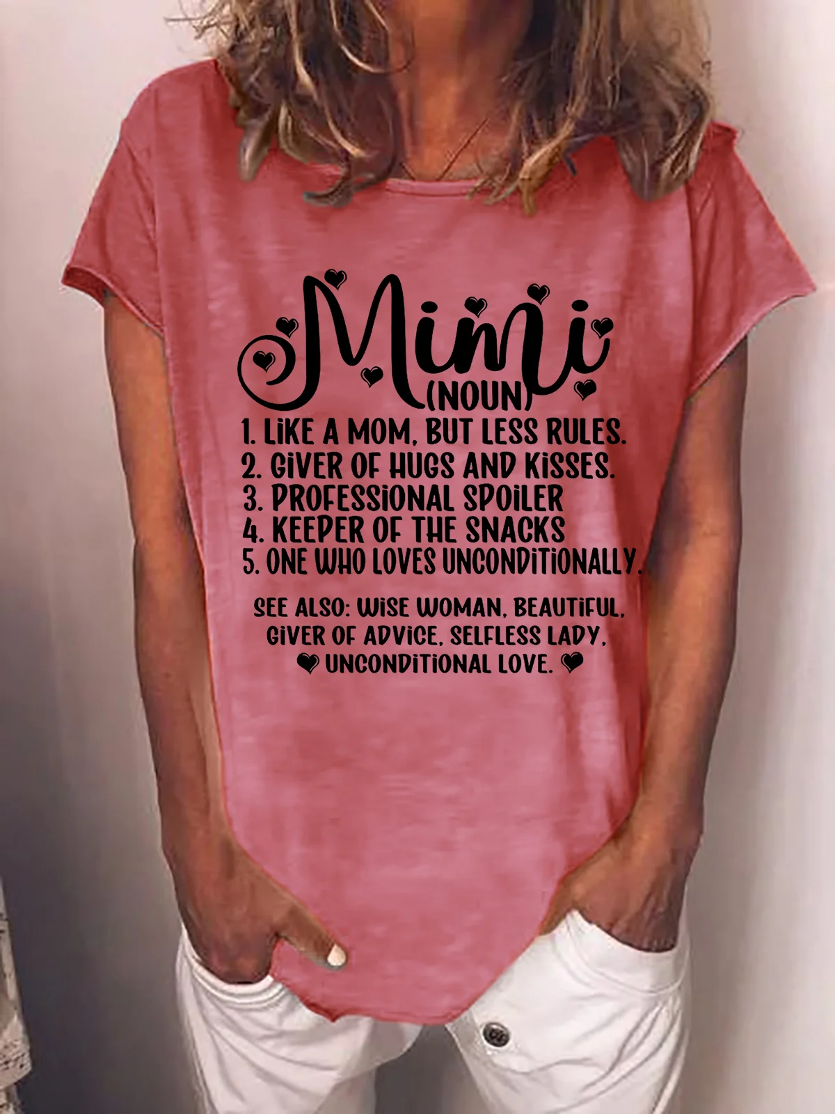 Women's Mimi Grandma Casual Crew Neck Heart T-Shirt