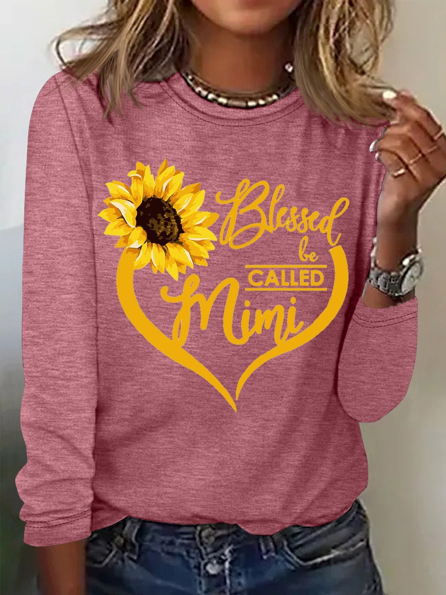 Women's Blessed To Be Called Mimi regular Fit Simple Crew Neck Top