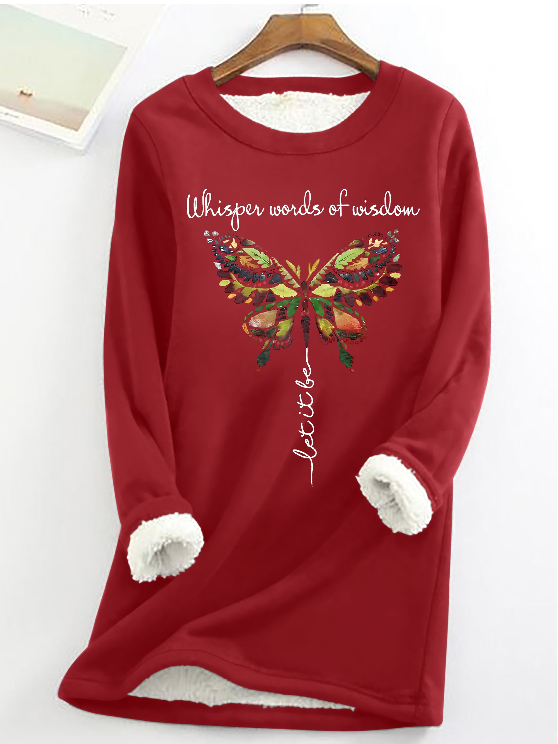 Women's Butterfly Printed Graphic Simple Crew Neck Sweatshirt