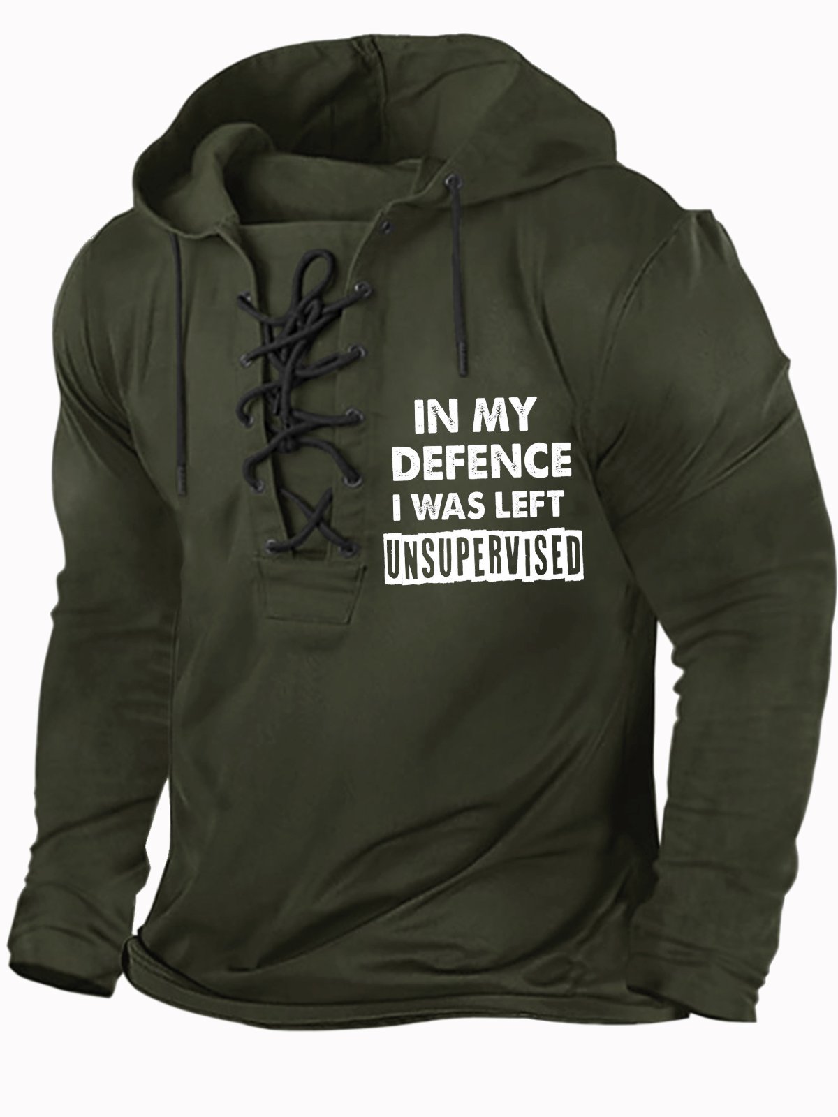 Men's In My Defence I Was Left Unsupervised Funny Graphics Print Casual Text Letters Hoodie Sweatshirt