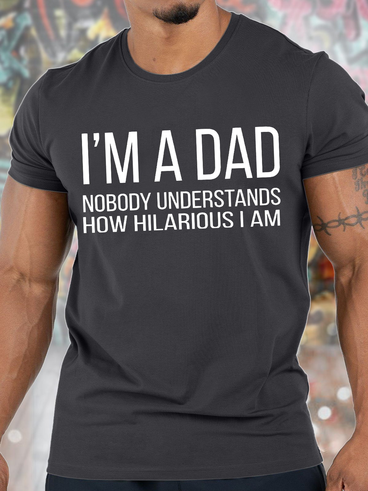 Men's I Am A Dad Nobody Understands How Hilarious I Am Funny Graphic Print Cotton Crew Neck Casual Text Letters T-Shirt