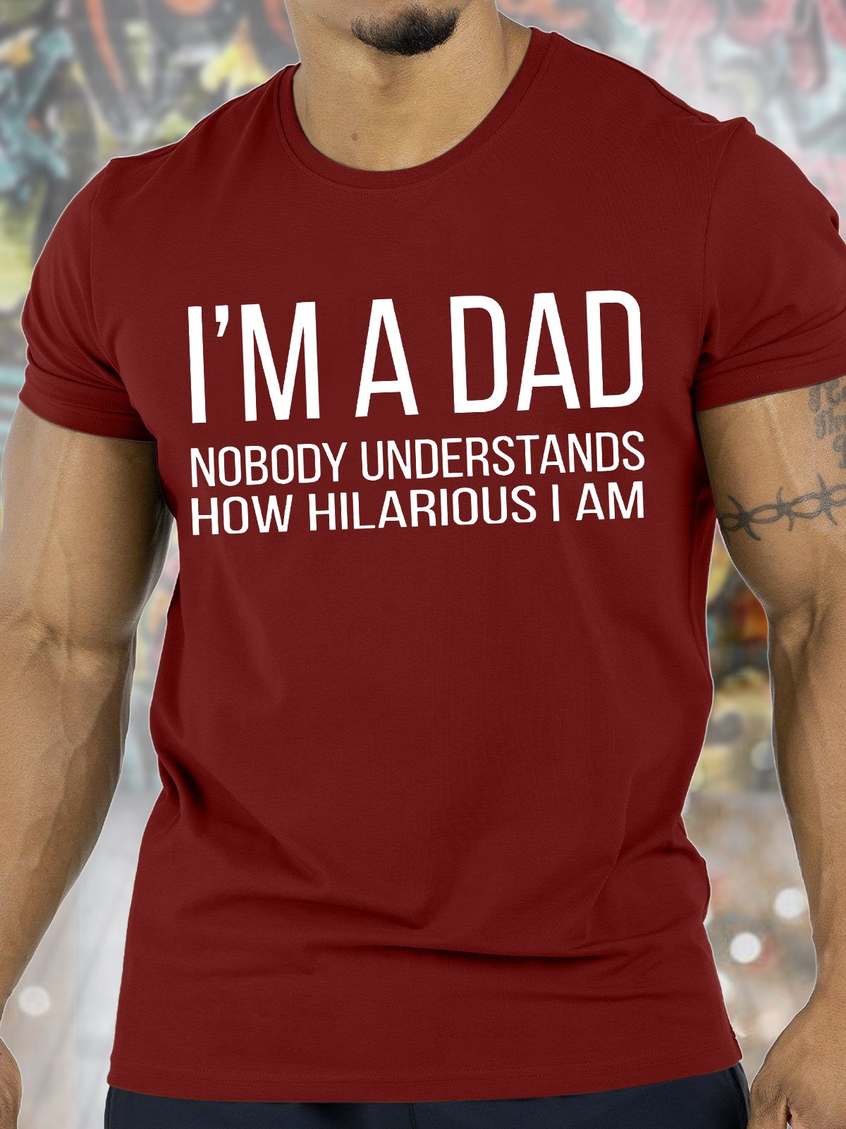 Men's I Am A Dad Nobody Understands How Hilarious I Am Funny Graphic Print Cotton Crew Neck Casual Text Letters T-Shirt