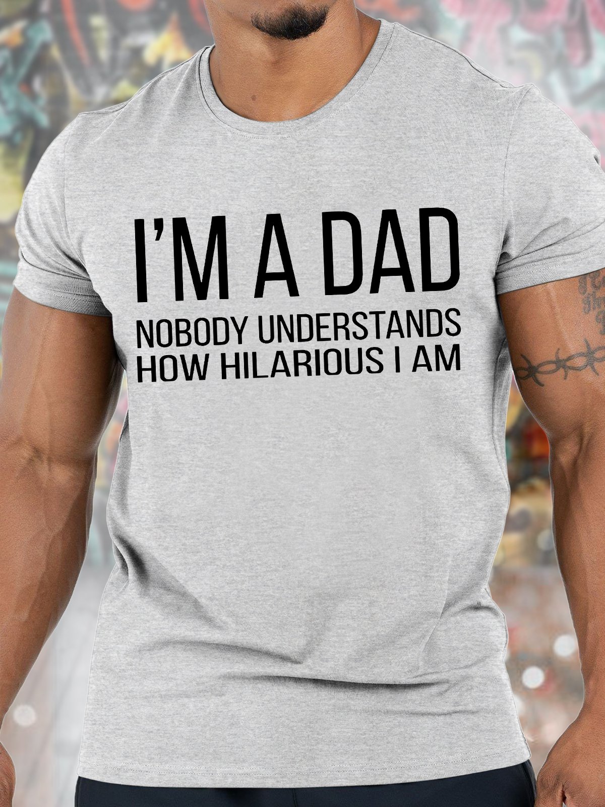 Men's I Am A Dad Nobody Understands How Hilarious I Am Funny Graphic Print Cotton Crew Neck Casual Text Letters T-Shirt