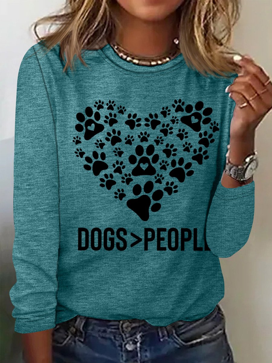 Dogs Over People Gift for Dog Owners Women's Long Sleeve T-Shirt