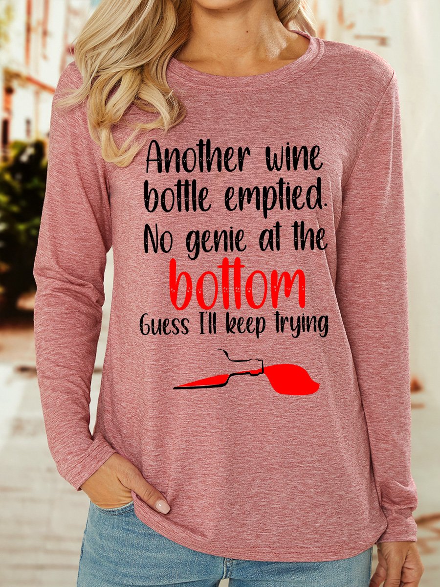 Lilicloth X Y Wine Lover Gift Another Wine Bottle Emptied No Genie At The Bottom Women's Long Sleeve T-Shirt