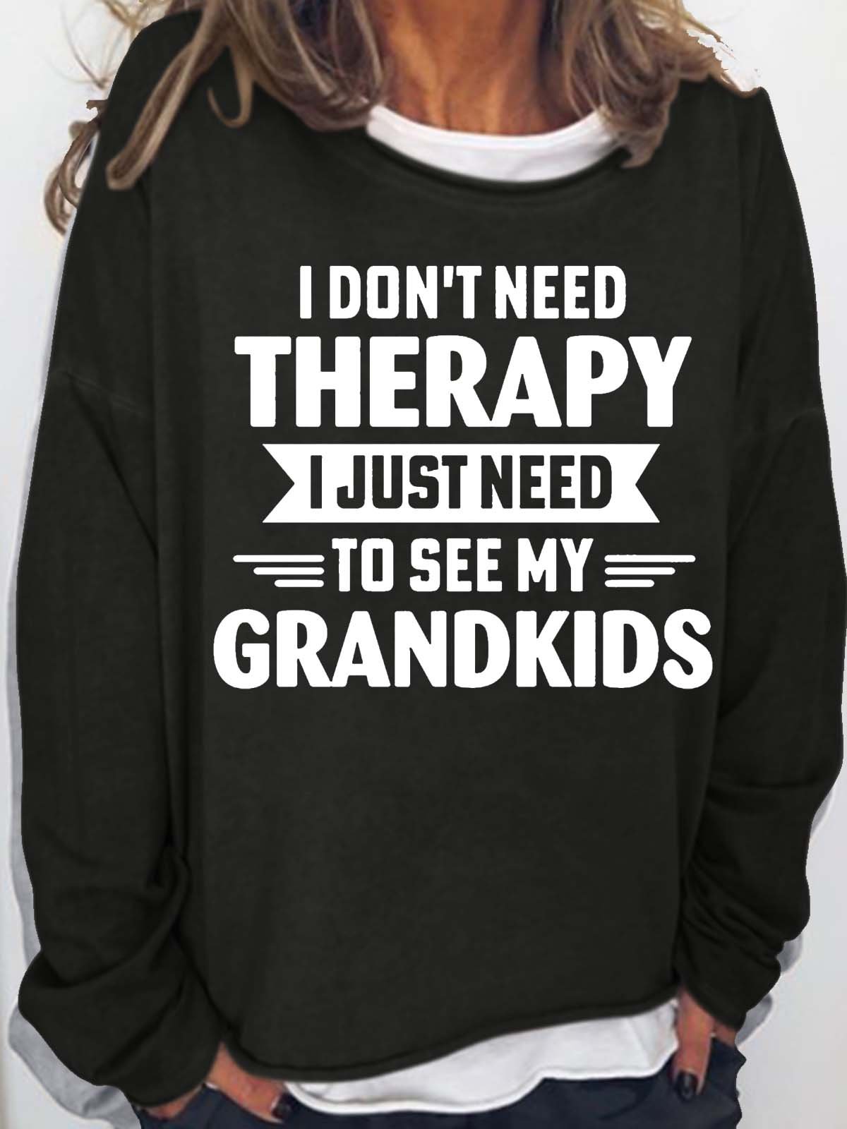 Women‘s Grankid And Grandma Letters Crew Neck Casual Sweatshirt