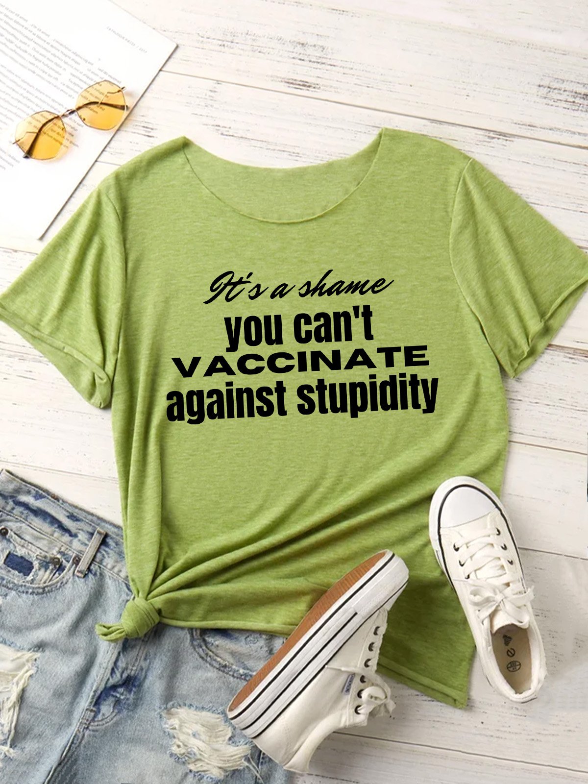 Lilicloth X Kat8lyst It's A Shame You Can't Vaccinate Against Stupidity Women's T-Shirt