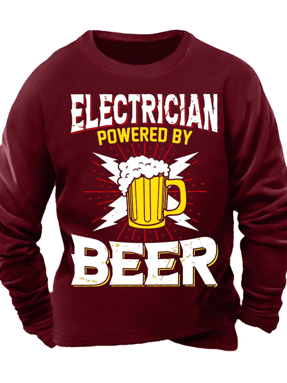 Men’s Electrician Powered By Beer Crew Neck Regular Fit Casual Sweatshirt