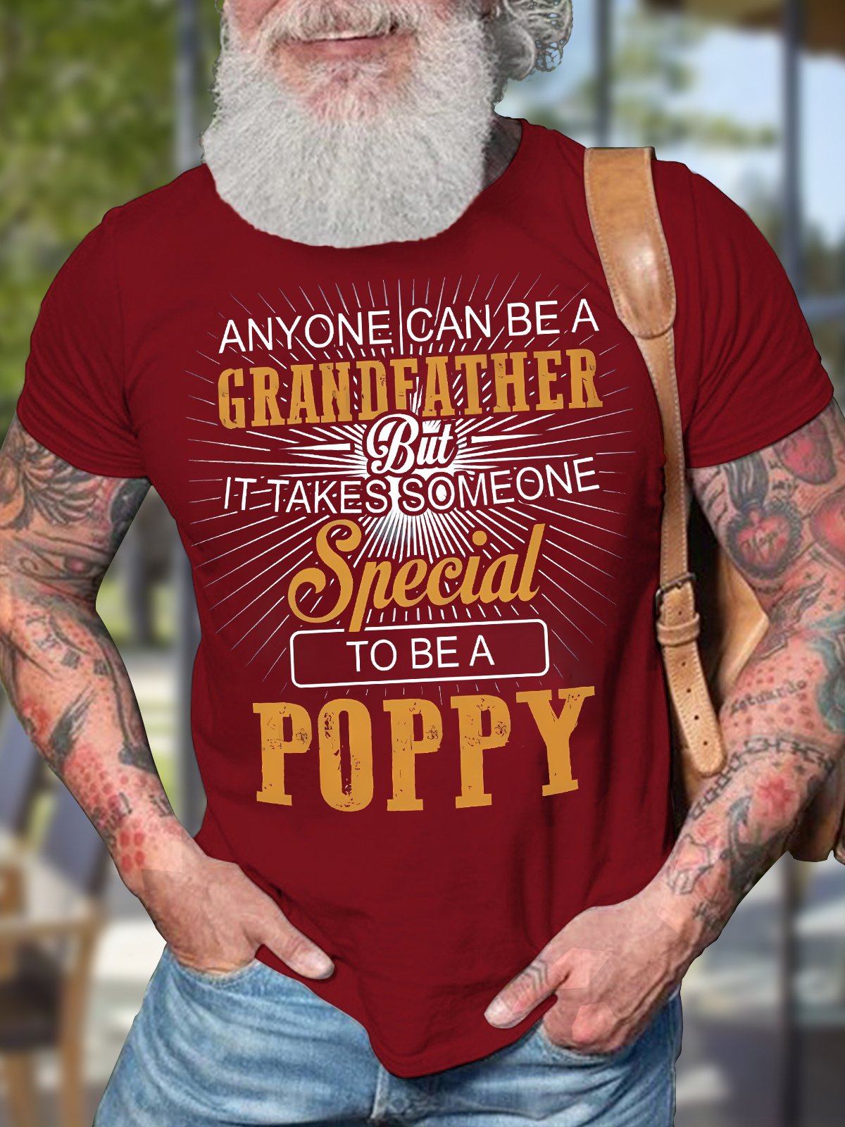 Men's Anyone Can Be A Grandfather But It Takes Someone Special To Be A Poppy Funny Golf Graphic Print Cotton Casual Text Letters T-Shirt