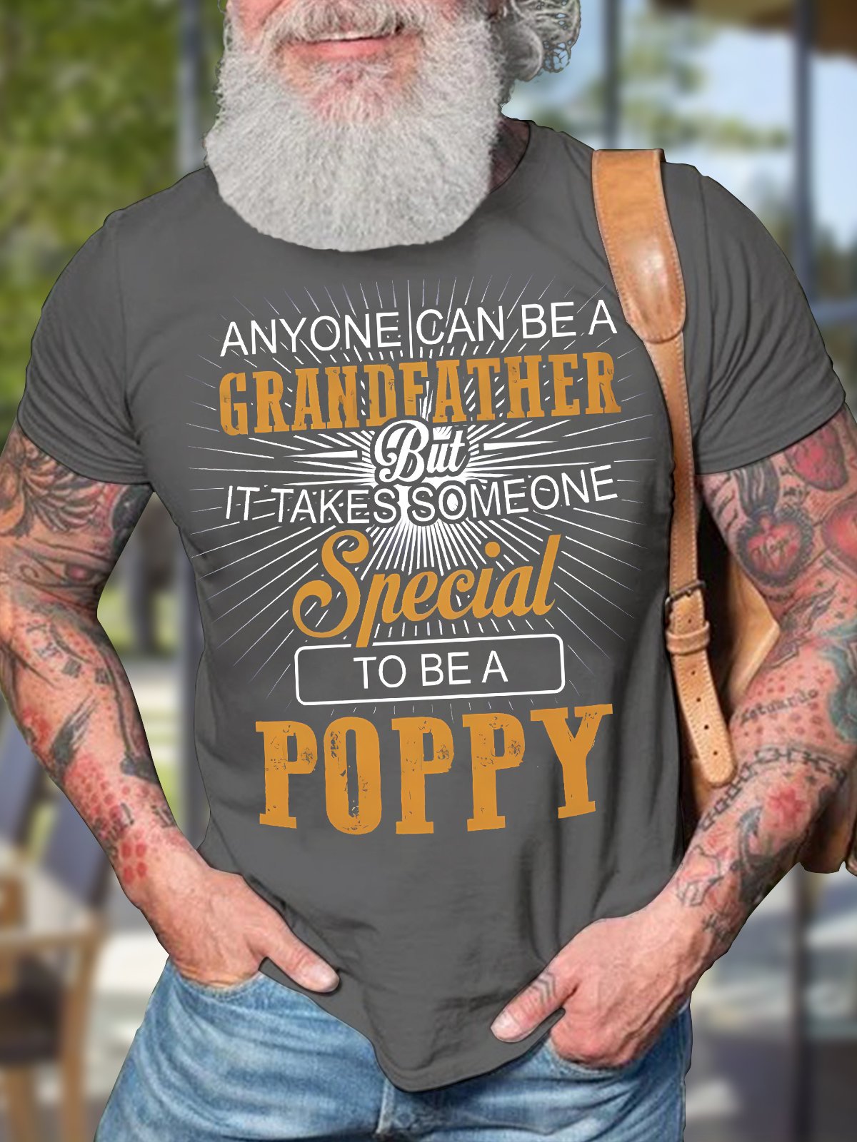 Men's Anyone Can Be A Grandfather But It Takes Someone Special To Be A Poppy Funny Golf Graphic Print Cotton Casual Text Letters T-Shirt