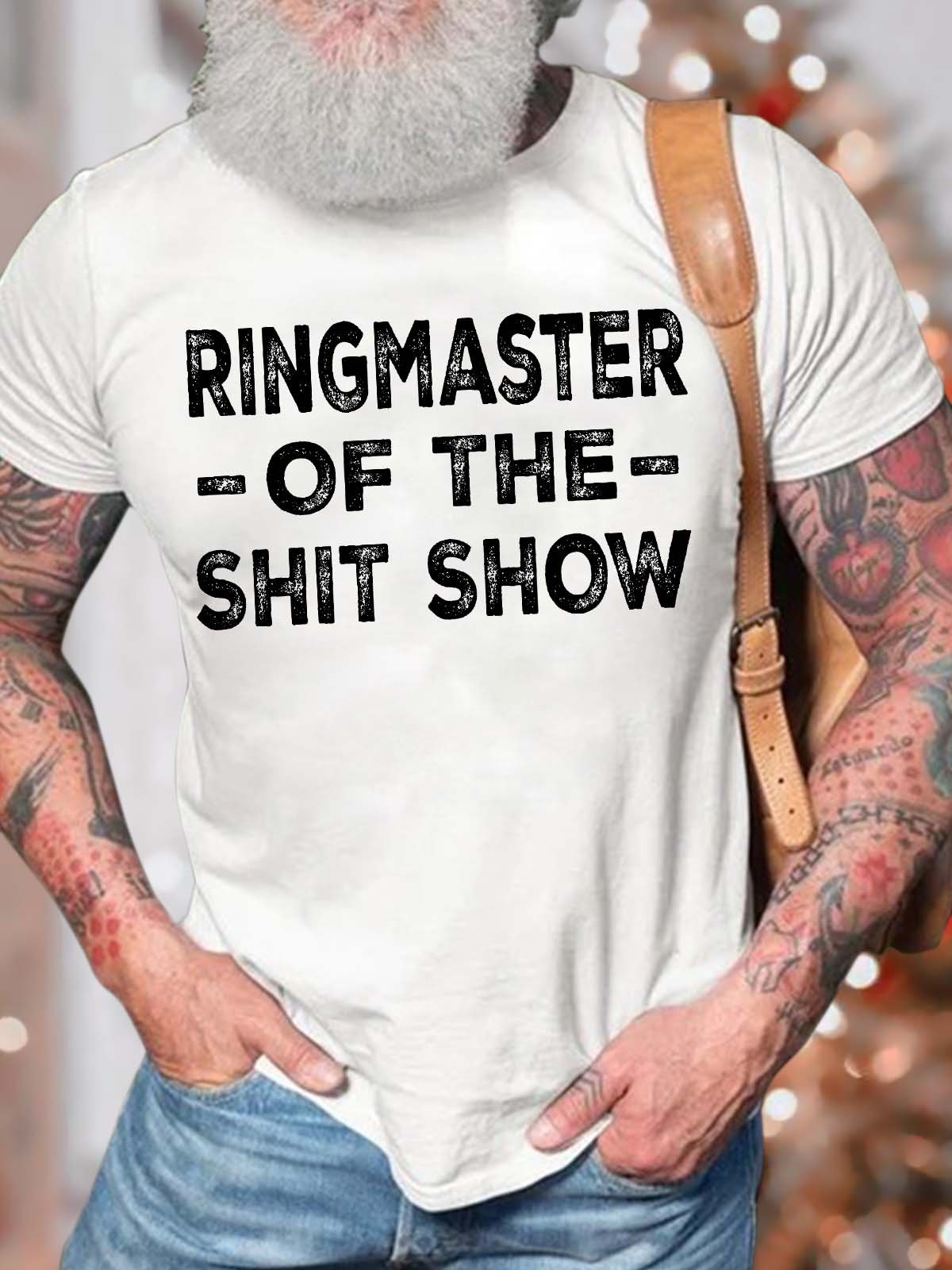 Men’s Ringmaster Of The Shit Show Casual Crew Neck Regular Fit Text Letters T-Shirt