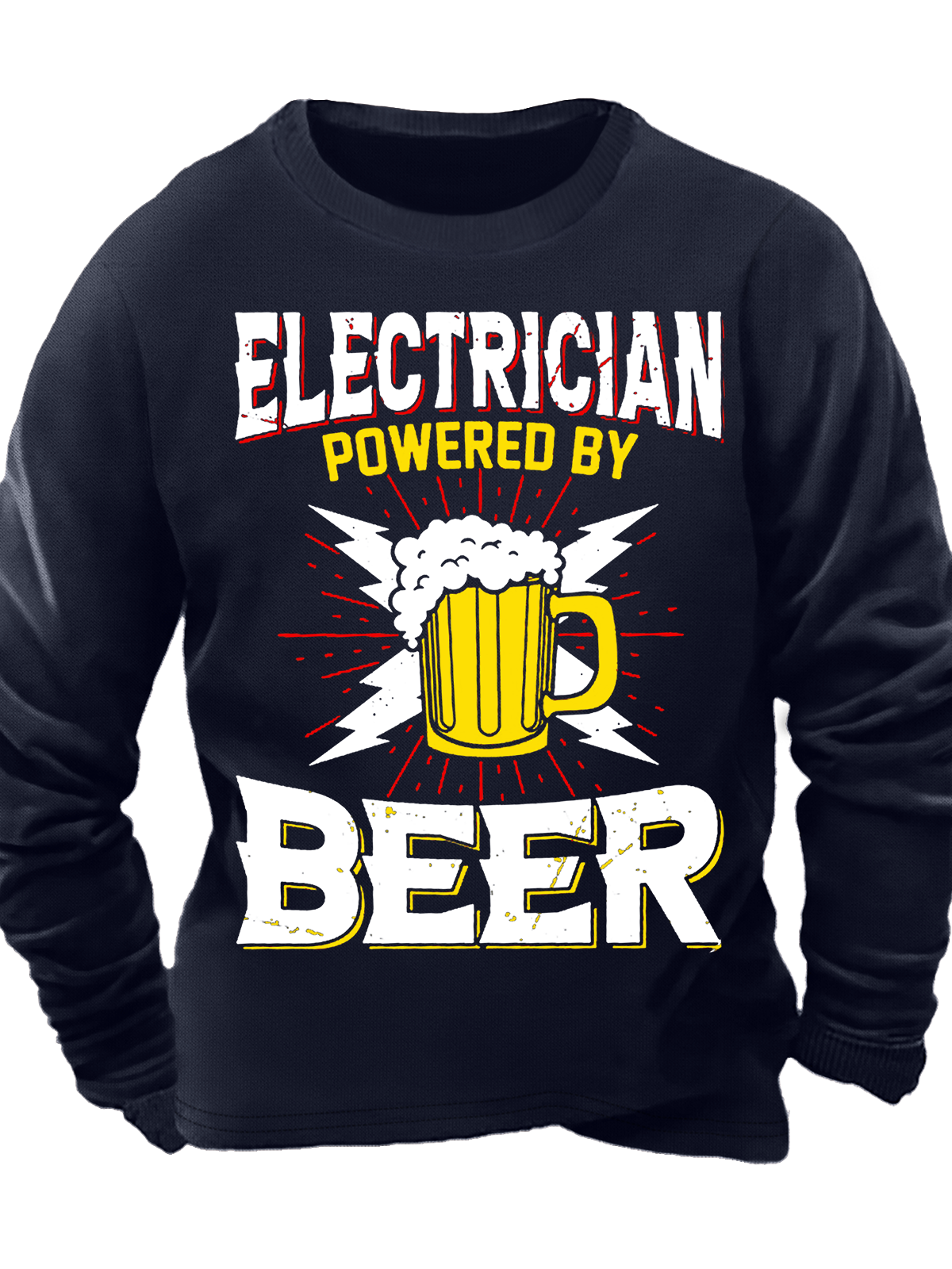 Men’s Electrician Powered By Beer Crew Neck Regular Fit Casual Sweatshirt