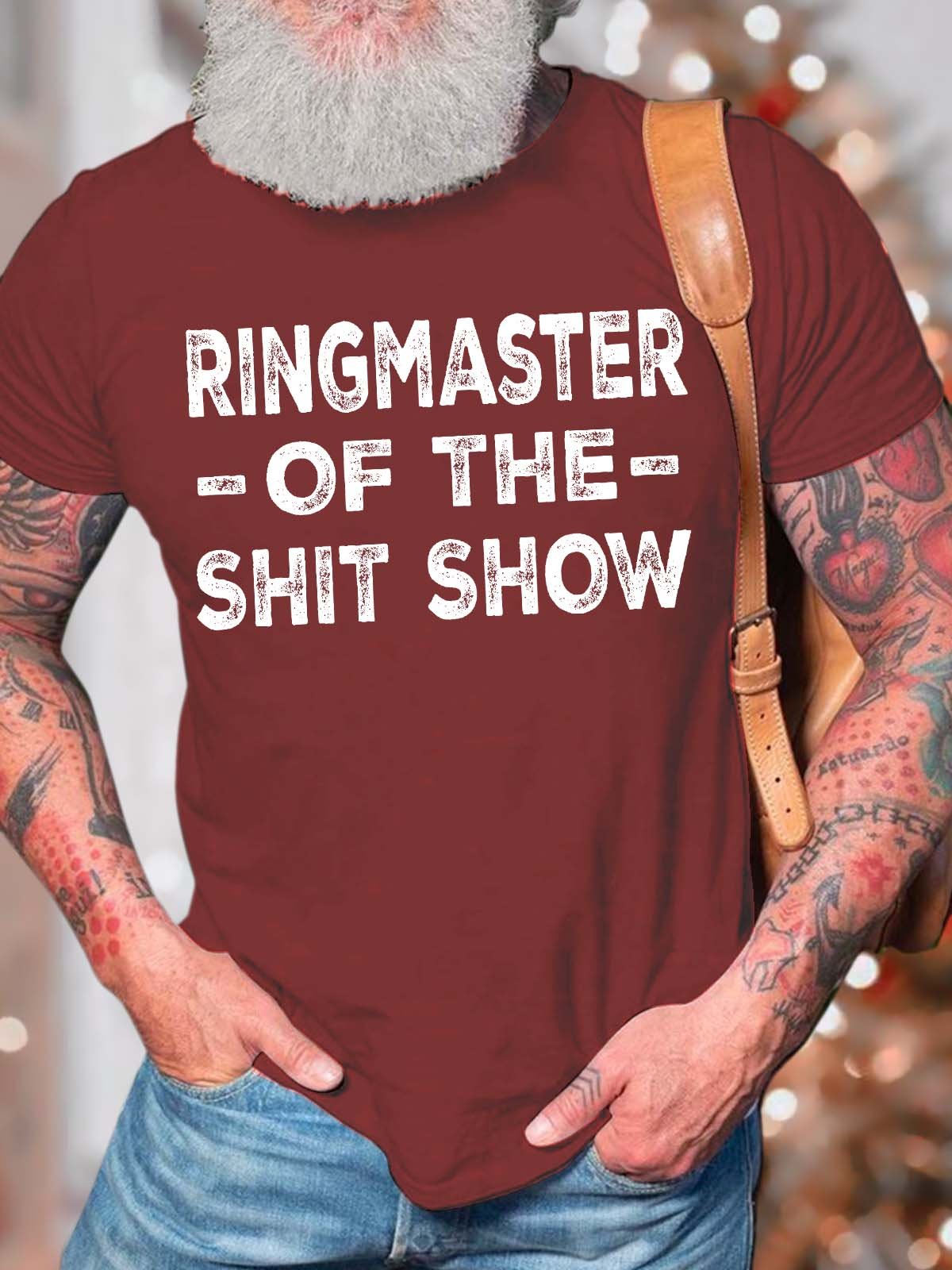 Men’s Ringmaster Of The Shit Show Casual Crew Neck Regular Fit Text Letters T-Shirt