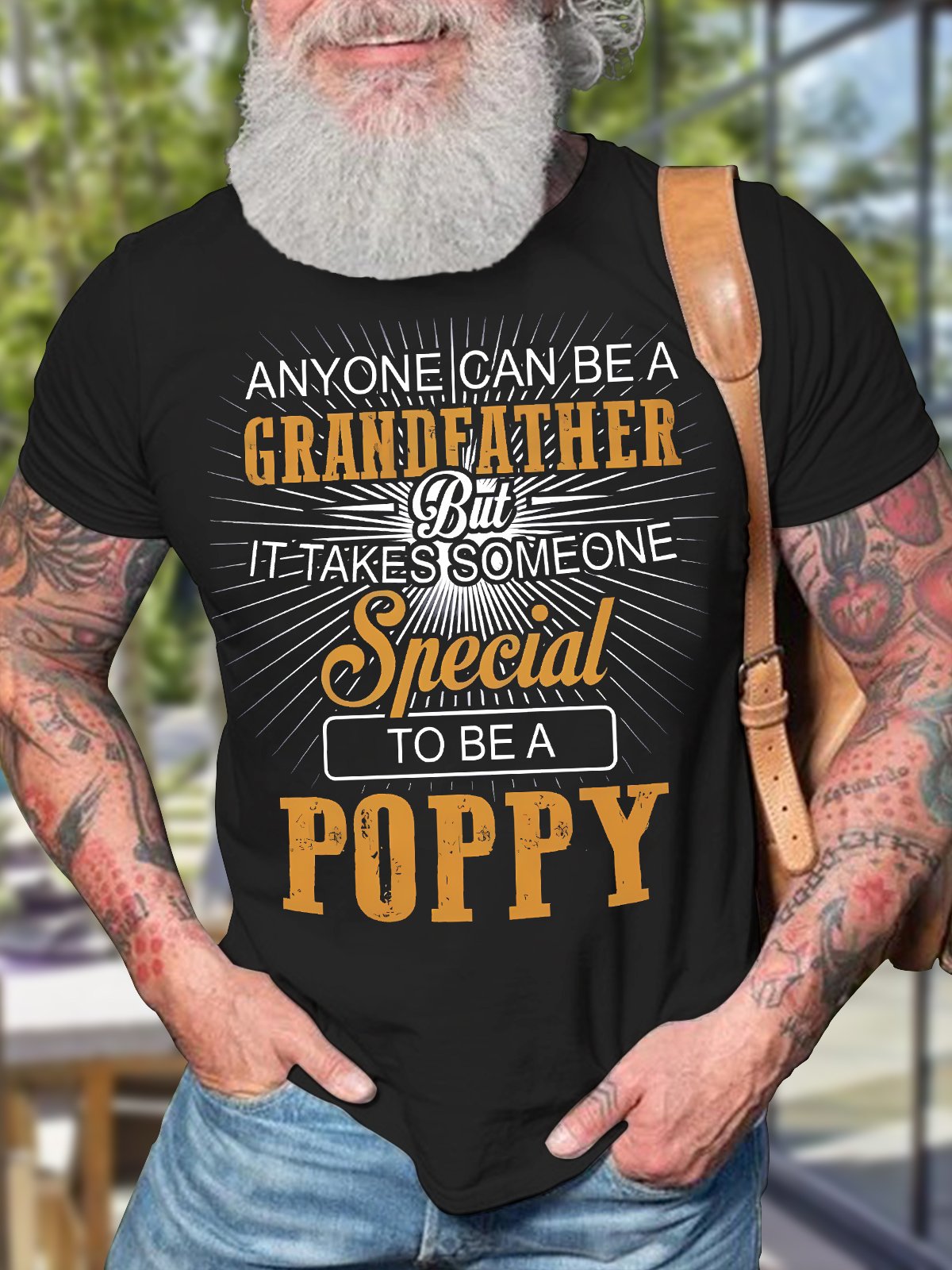 Men's Anyone Can Be A Grandfather But It Takes Someone Special To Be A Poppy Funny Golf Graphic Print Cotton Casual Text Letters T-Shirt