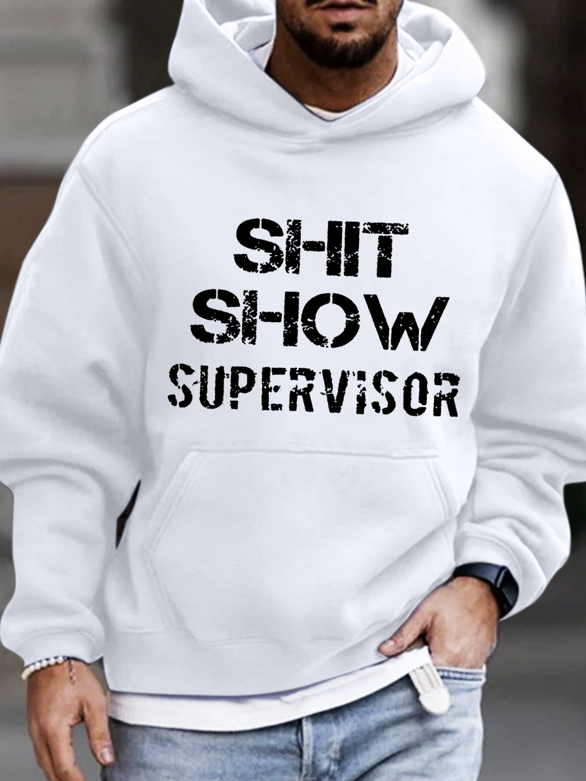 Men’s Shit Show Supervisor Casual Loose Hoodie Sweatshirt