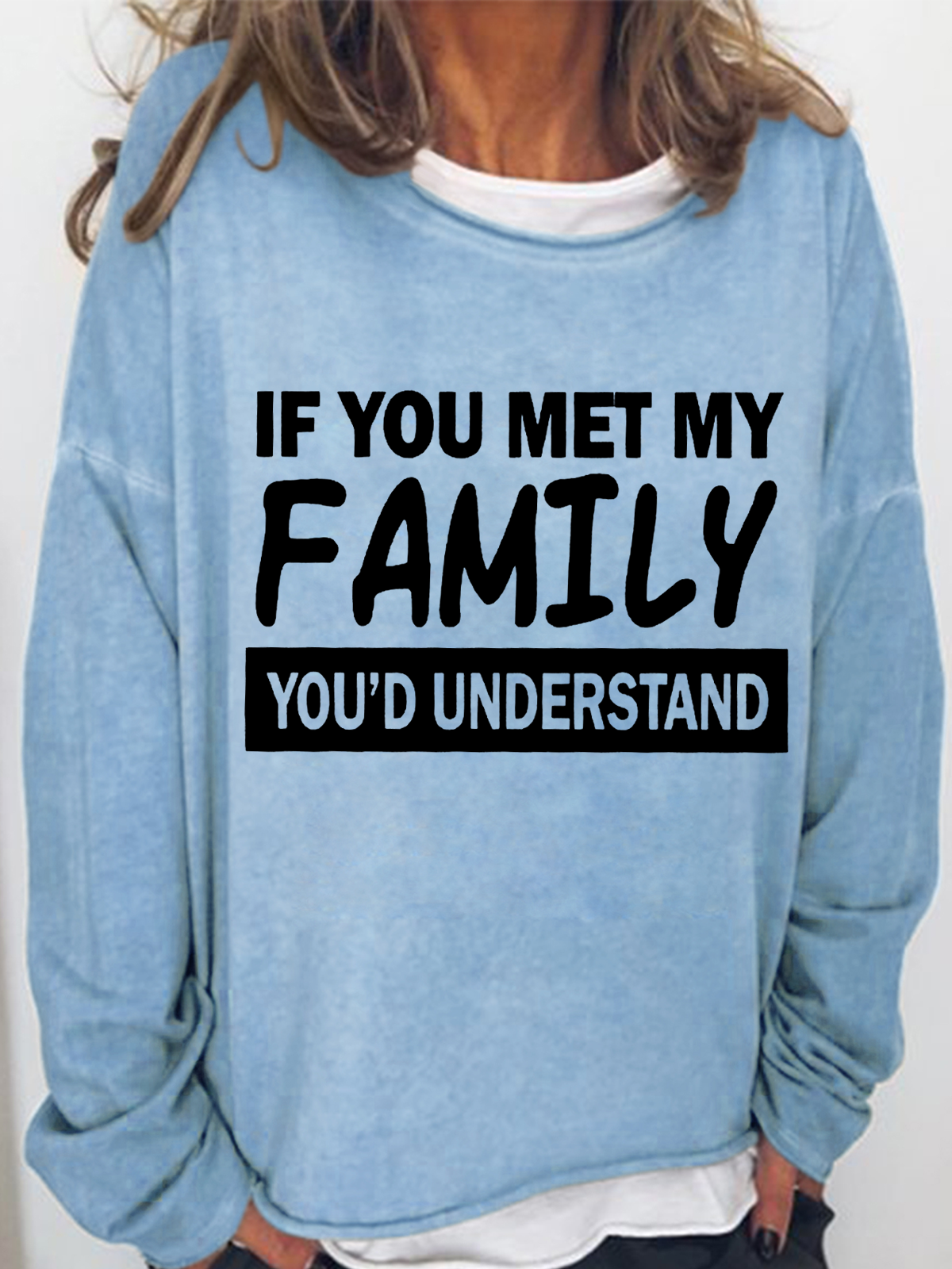 Women’s Funny Family Crew Neck Simple Sweatshirt