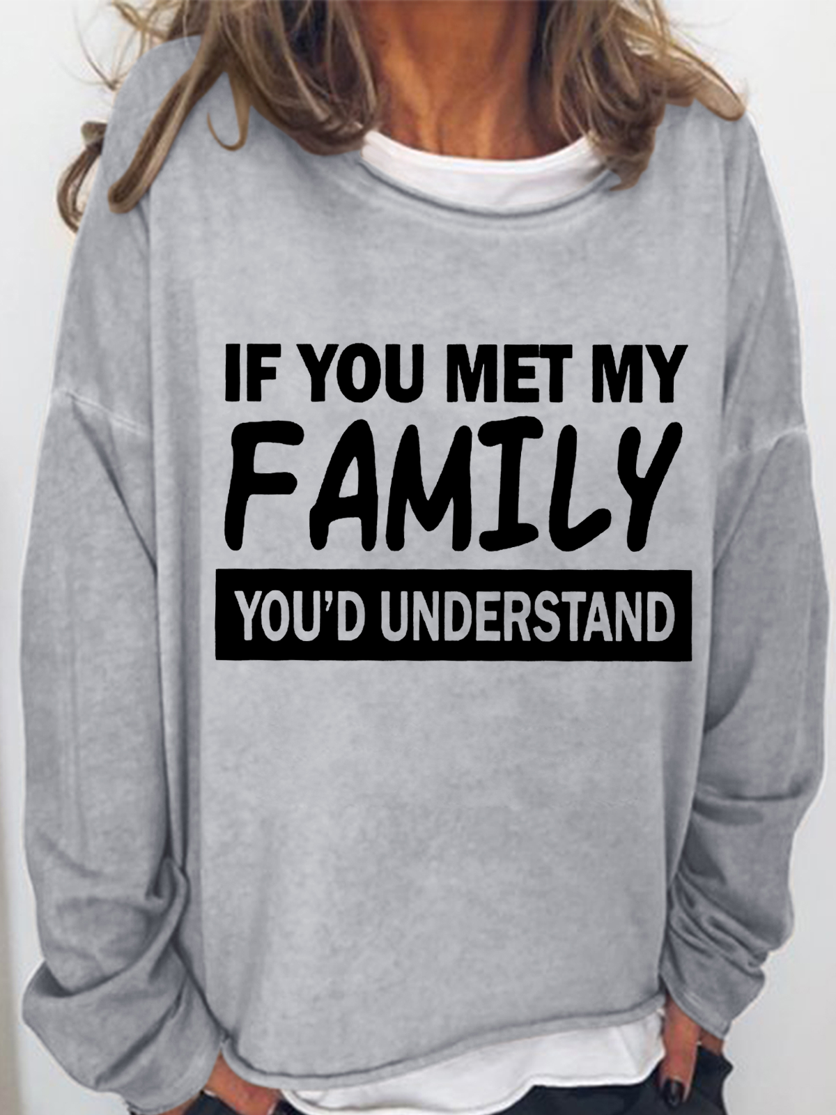 Women’s Funny Family Crew Neck Simple Sweatshirt