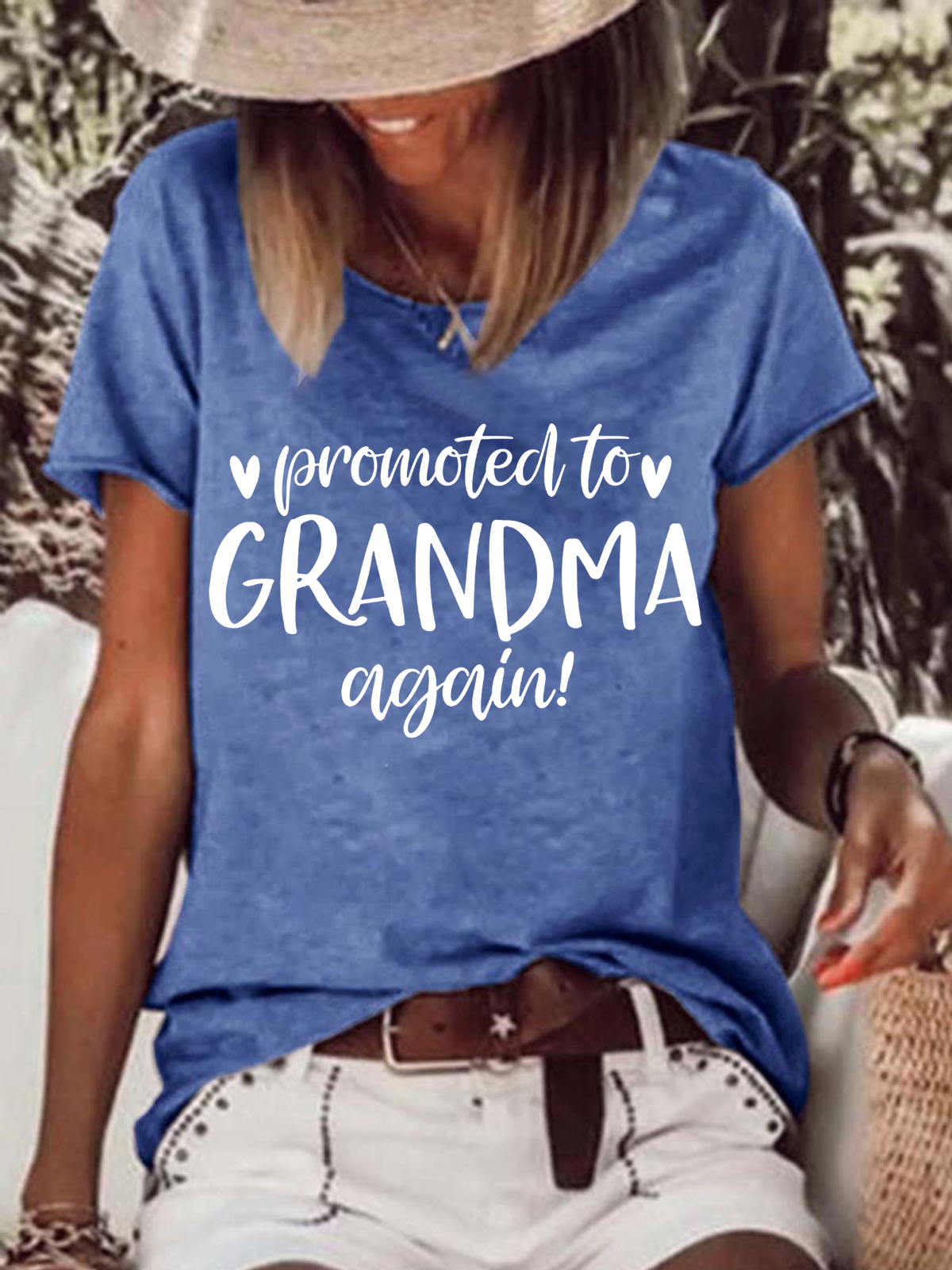 Women's Funny Word Grandma Simple Text Letters Cotton-Blend Crew Neck T-Shirt