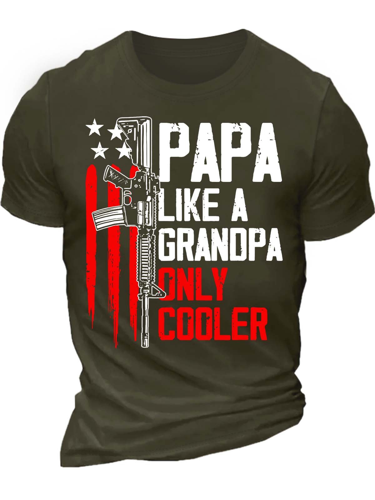 Men’s Papa Like A Grandpa Only Cooler Casual Text Letters T-Shirt