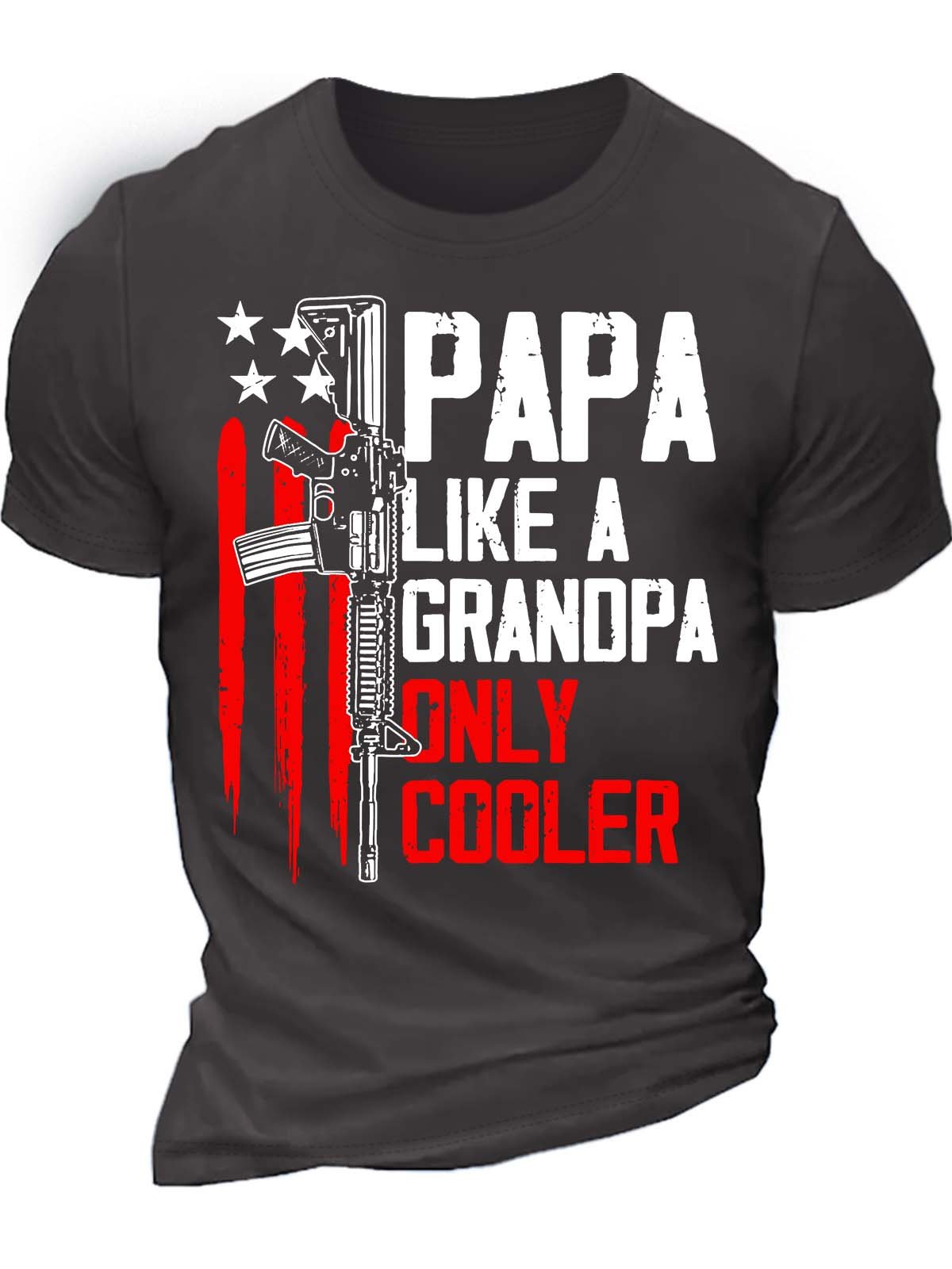 Men’s Papa Like A Grandpa Only Cooler Casual Text Letters T-Shirt