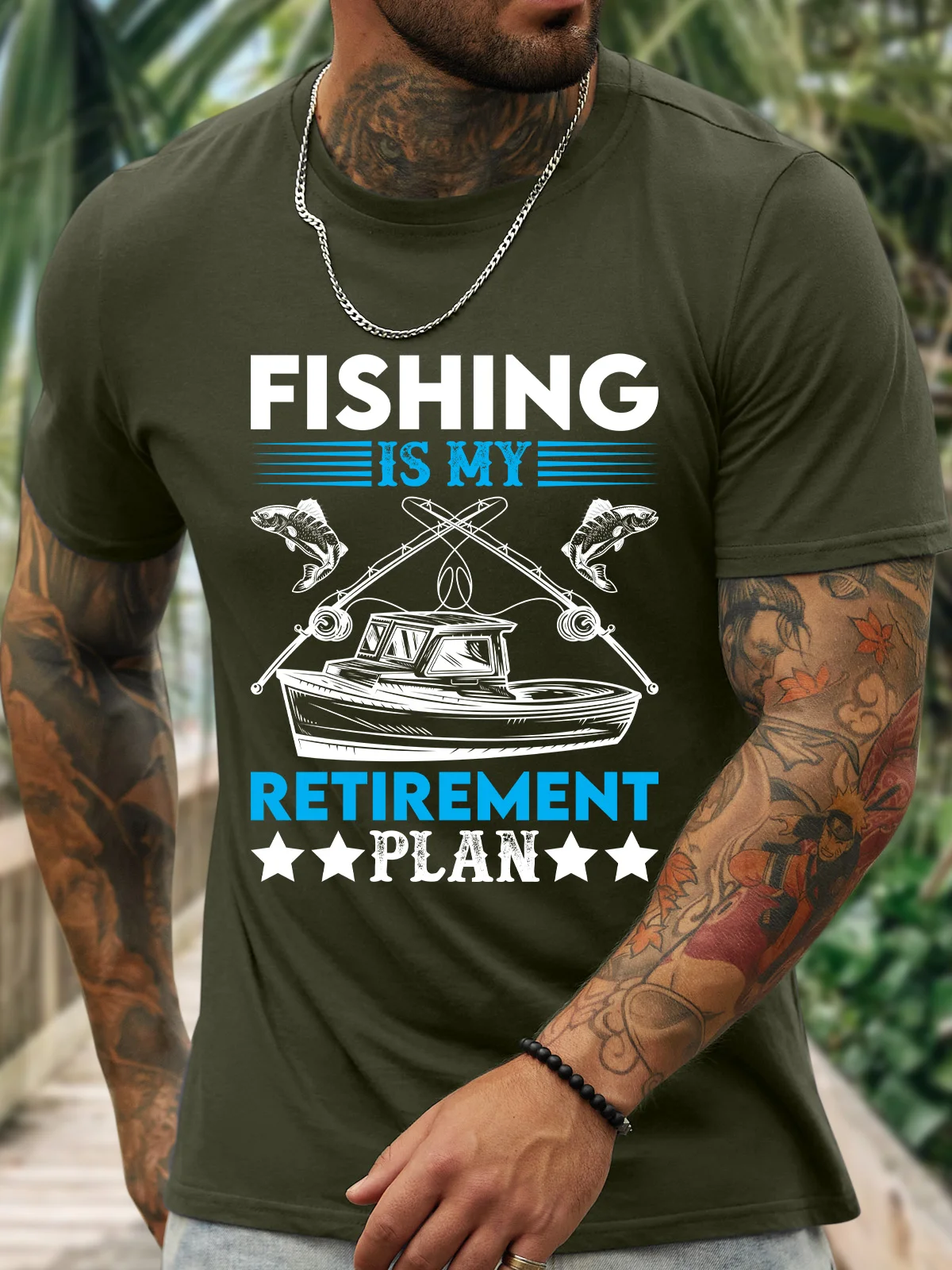 Lilicloth X Jessanjony Fishing Is My Retirement Plan Men's T-Shirt