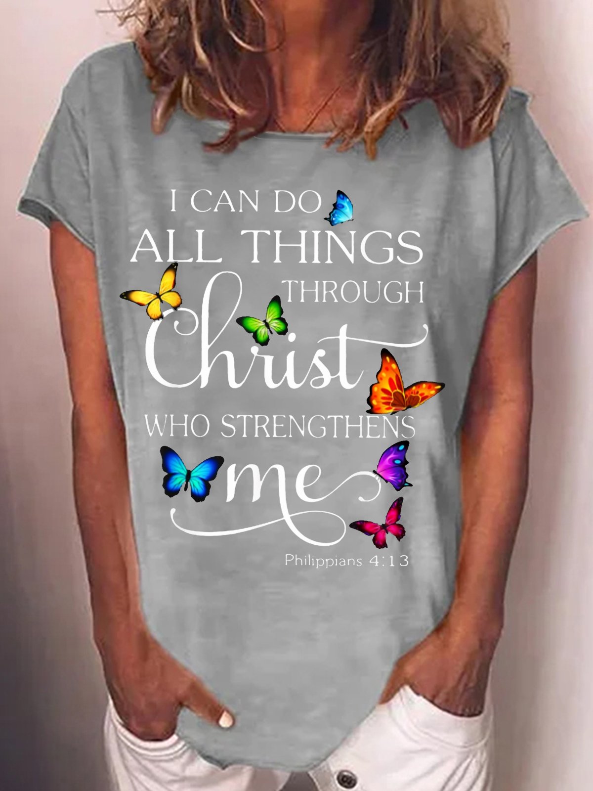 Women's I Can Do All Thing Throgh Christ Who Strengthens Me Casual T-Shirt