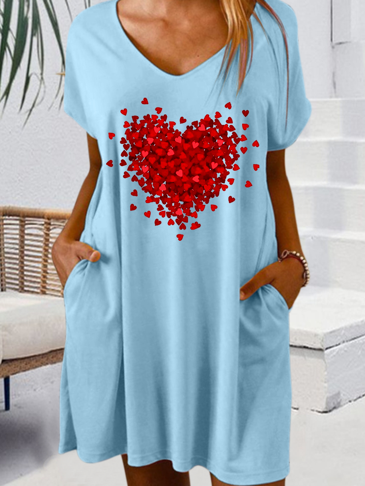 Women’s Heart Casual V Neck Dress