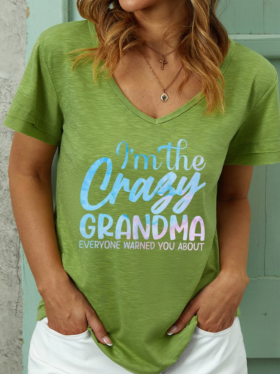 Lilicloth X Abu I'm The Crazy Grandma Women's V Neck T-Shirt