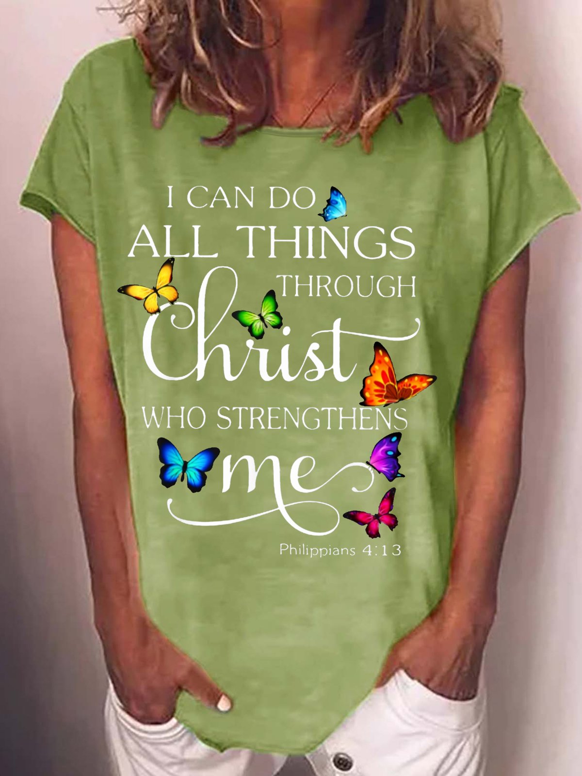 Women's I Can Do All Thing Throgh Christ Who Strengthens Me Casual T-Shirt