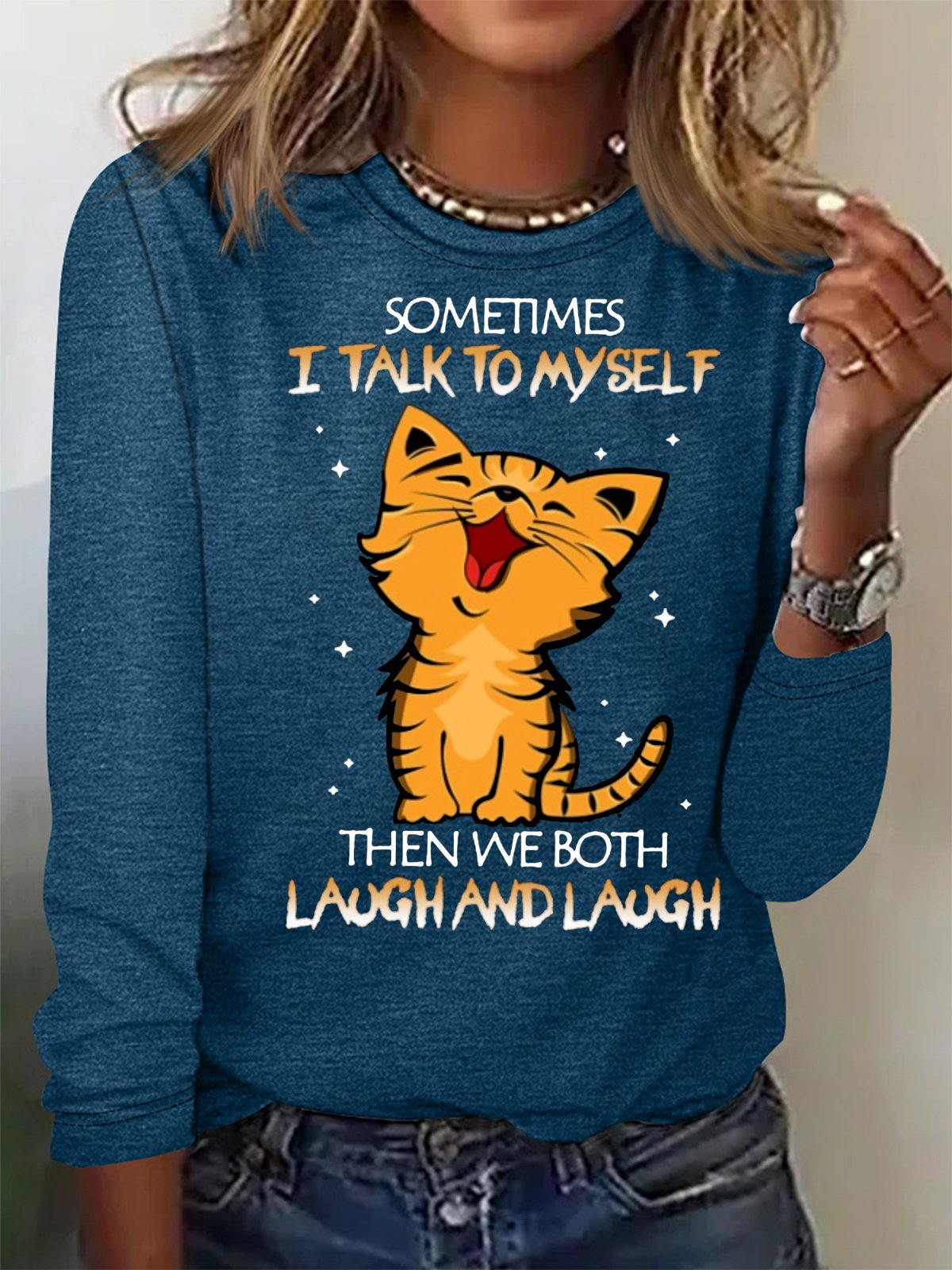 Women's Sometimes I Talk To Myself Casual Crew Neck Top