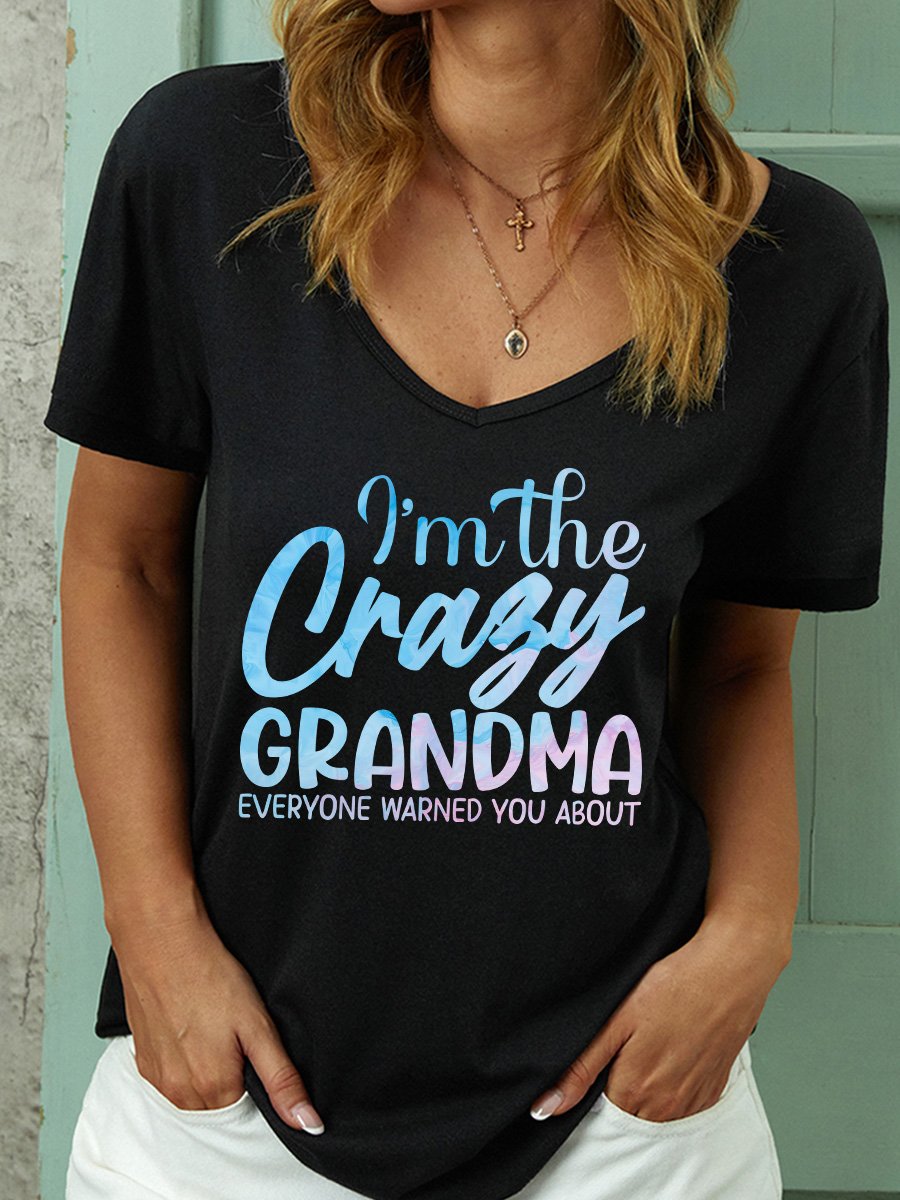 Lilicloth X Abu I'm The Crazy Grandma Women's V Neck T-Shirt