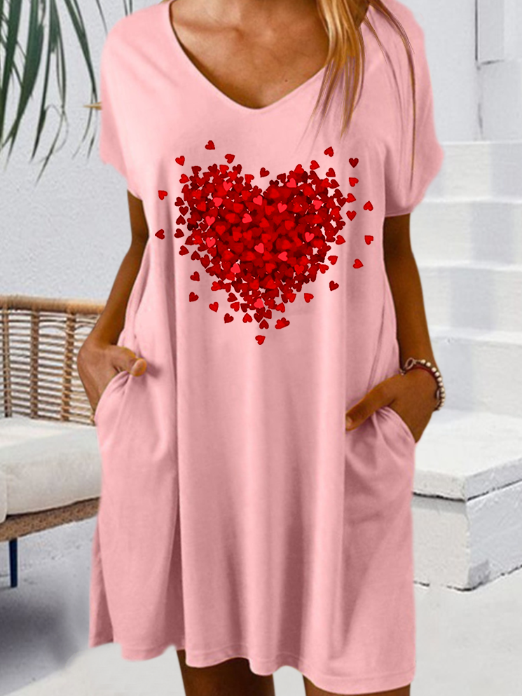 Women’s Heart Casual V Neck Dress