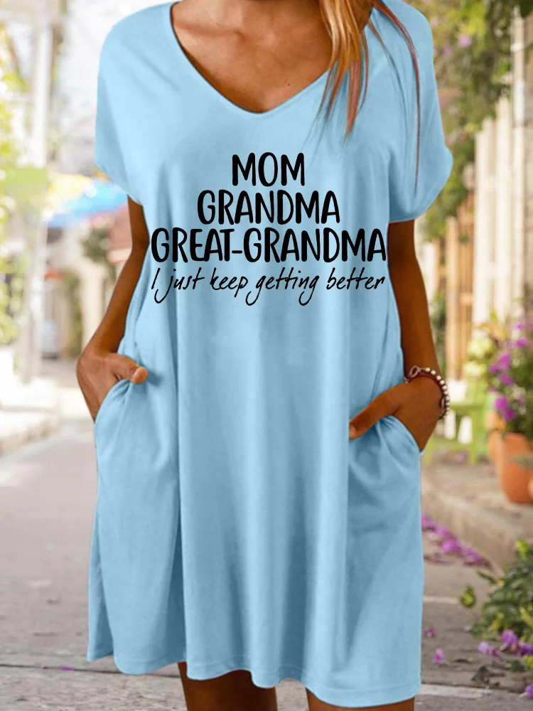 Gift For Great-Grandma Mom Grandma Great-Grandma Women's V Neck Dress