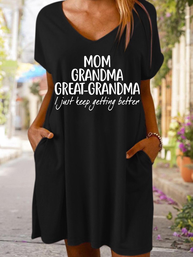 Gift For Great-Grandma Mom Grandma Great-Grandma Women's V Neck Dress