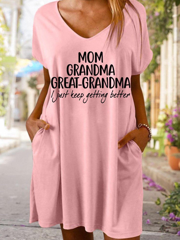 Gift For Great-Grandma Mom Grandma Great-Grandma Women's V Neck Dress