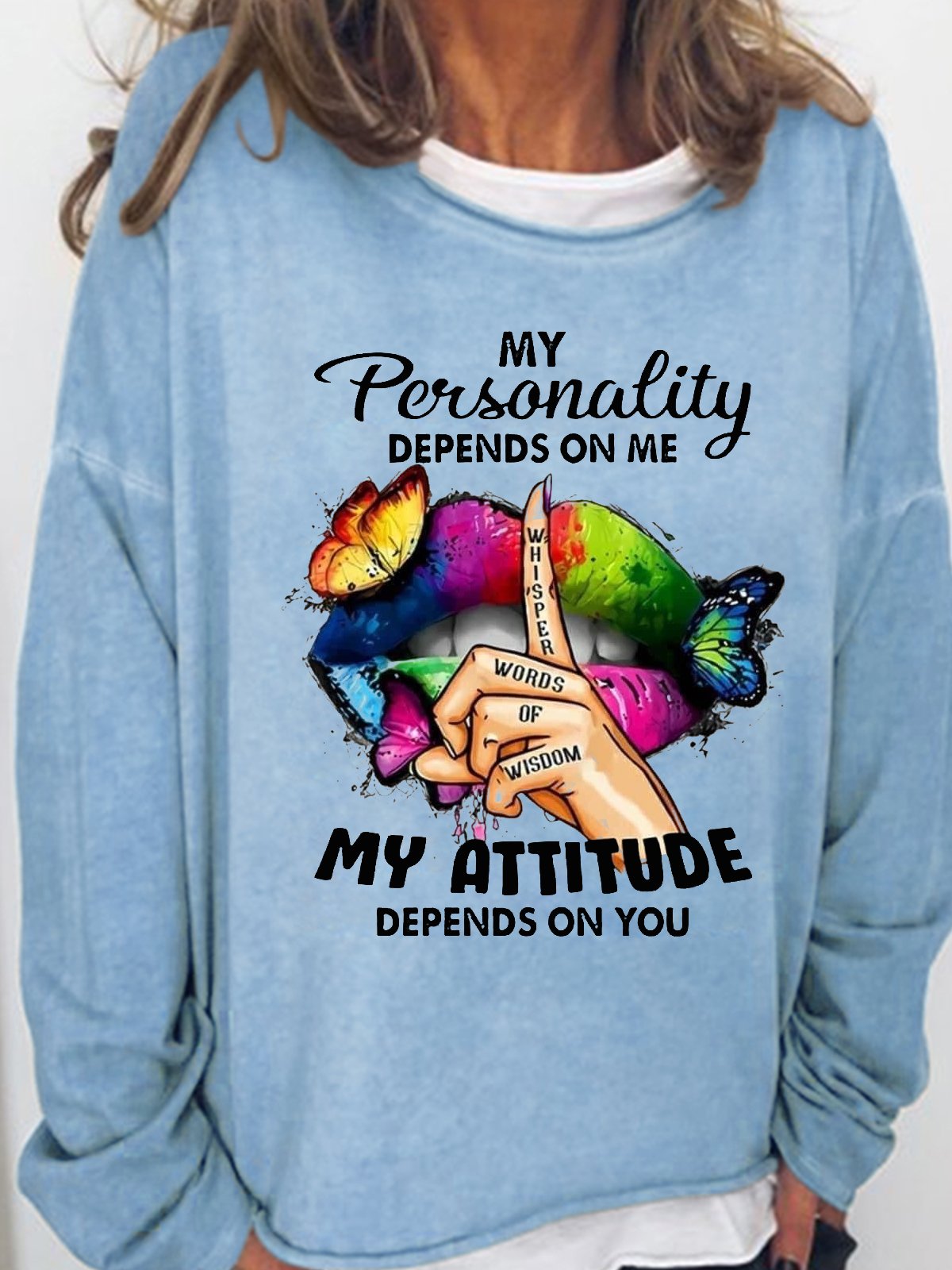 Women's Funny Letter My Personality Depends On Me Casual Sweatshirt