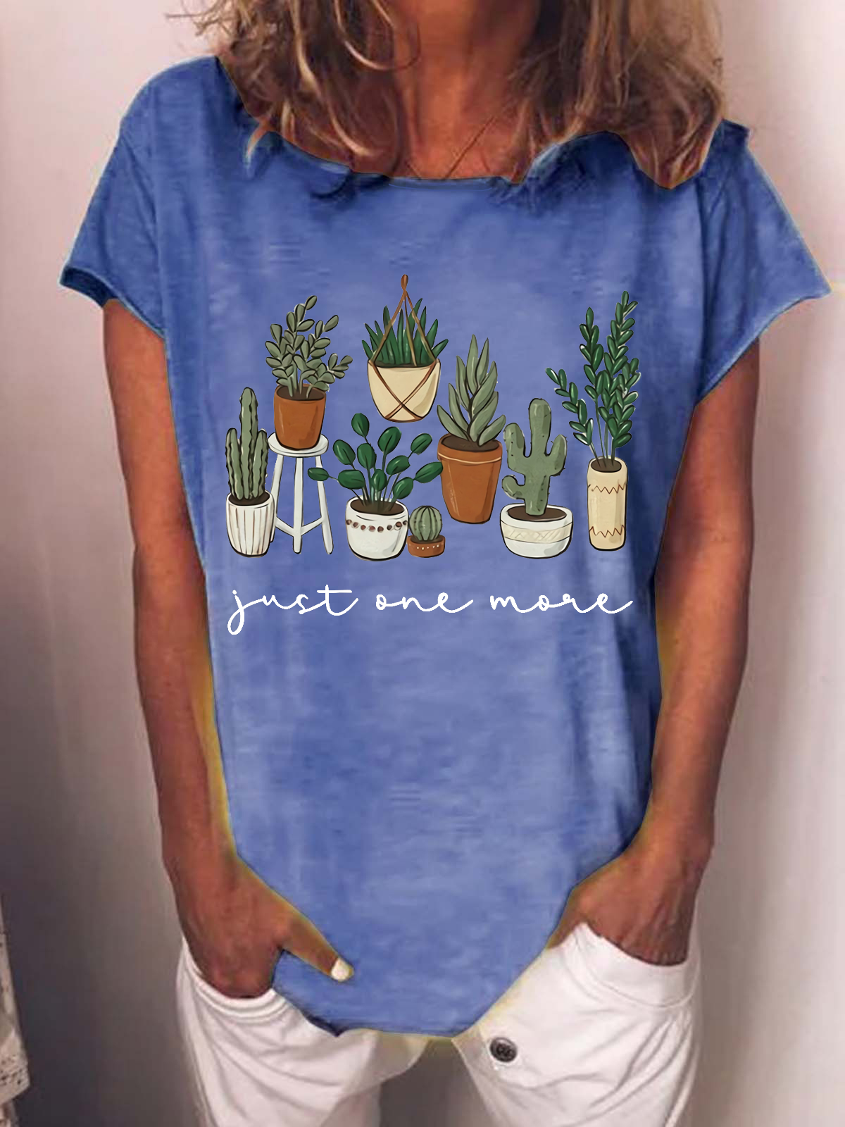 Women's Plant Lover Just One More Plant Crew Neck Casual Loose T-Shirt