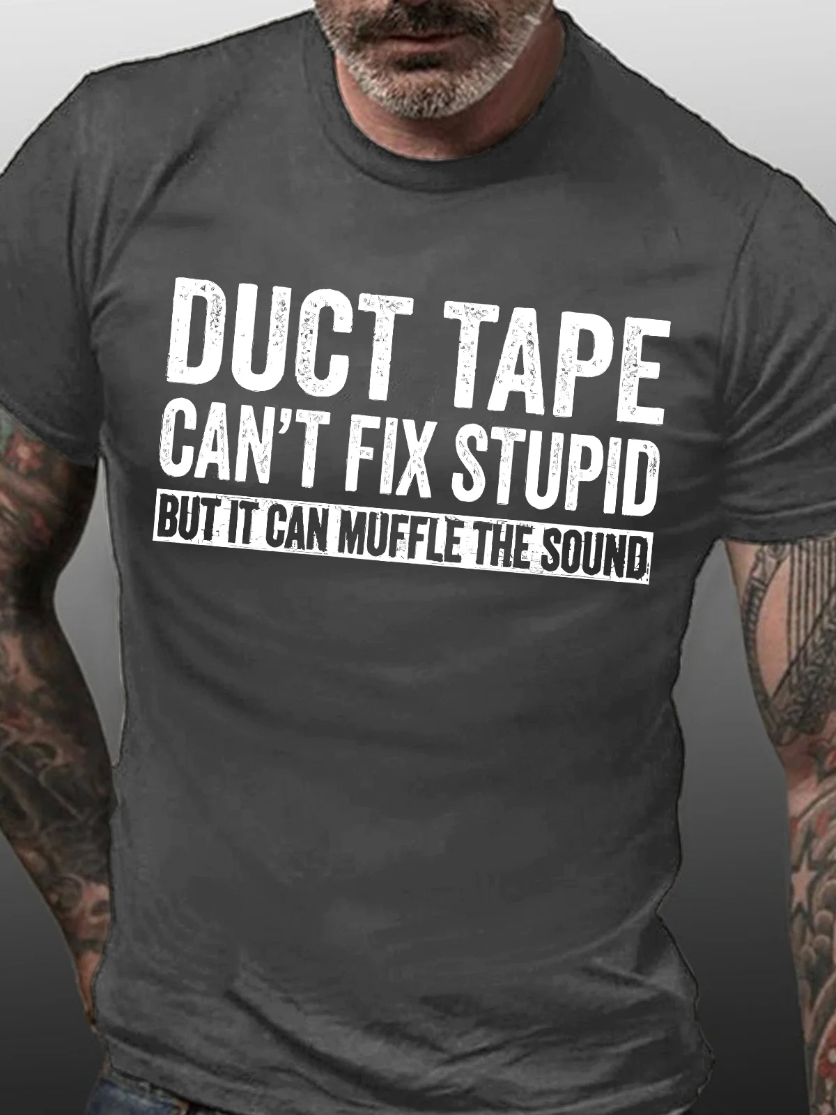 Men's Duct Tape Can't Fix Stupid But It Can Muffle The Sound Funny Graphic Print Casual Text Letters Cotton T-Shirt