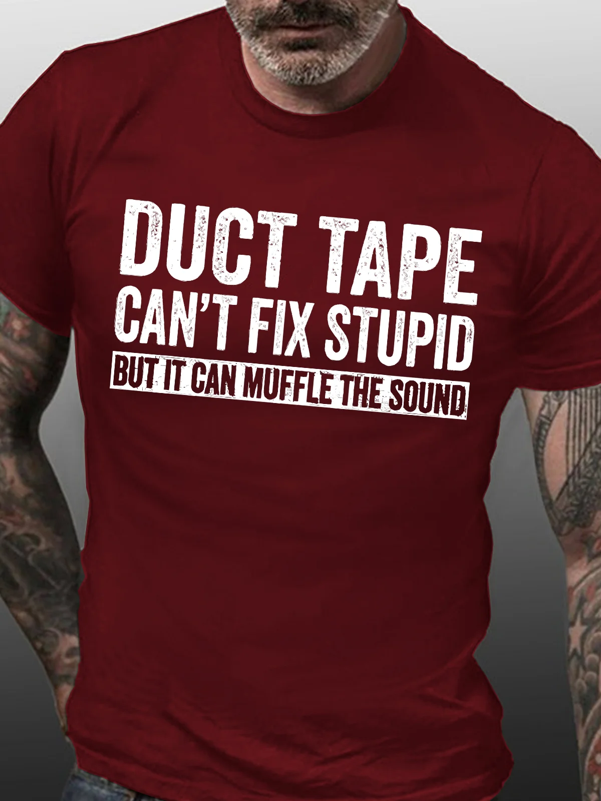 Men's Duct Tape Can't Fix Stupid But It Can Muffle The Sound Funny Graphic Print Casual Text Letters Cotton T-Shirt