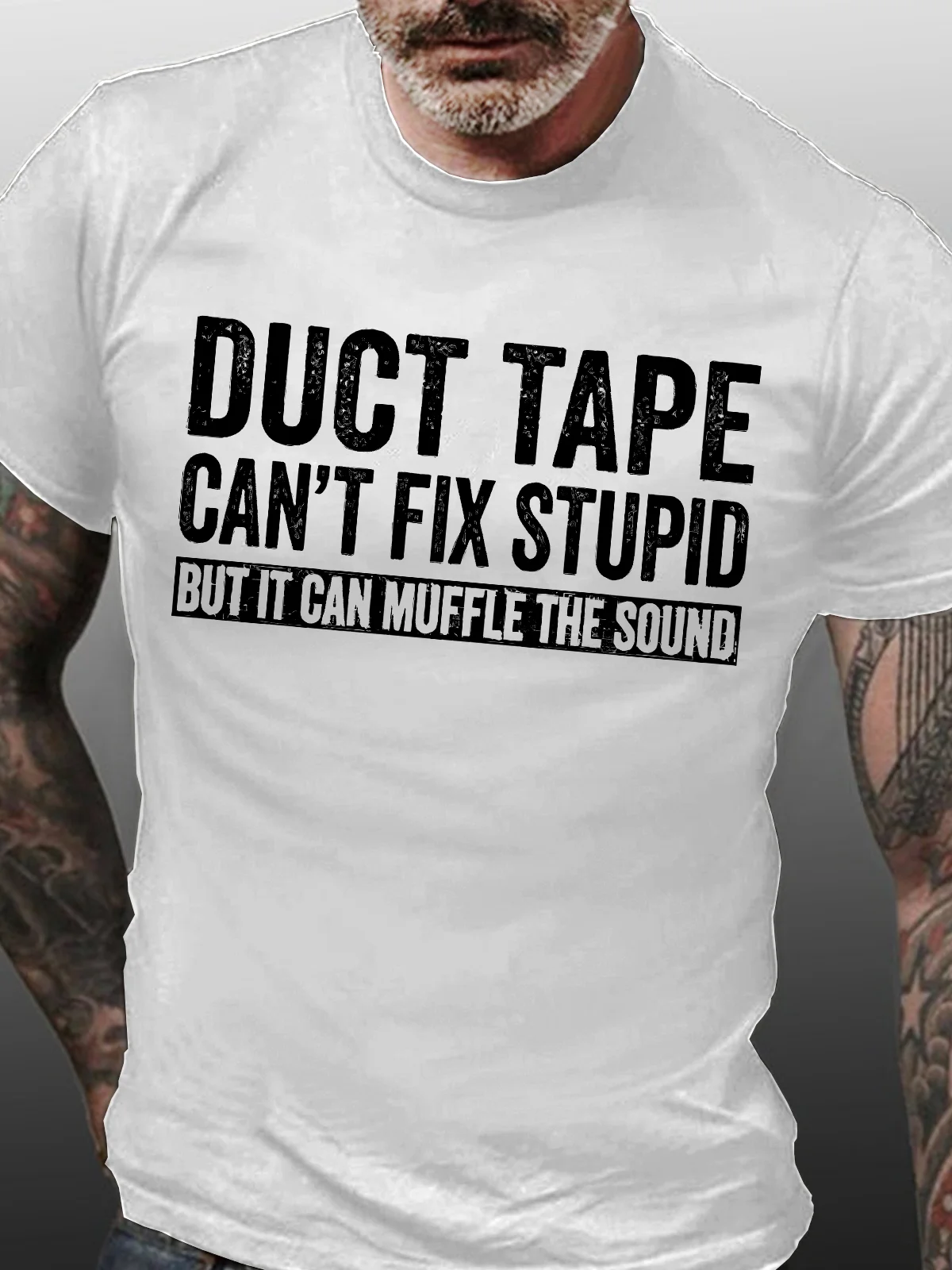 Men's Duct Tape Can't Fix Stupid But It Can Muffle The Sound Funny Graphic Print Casual Text Letters Cotton T-Shirt