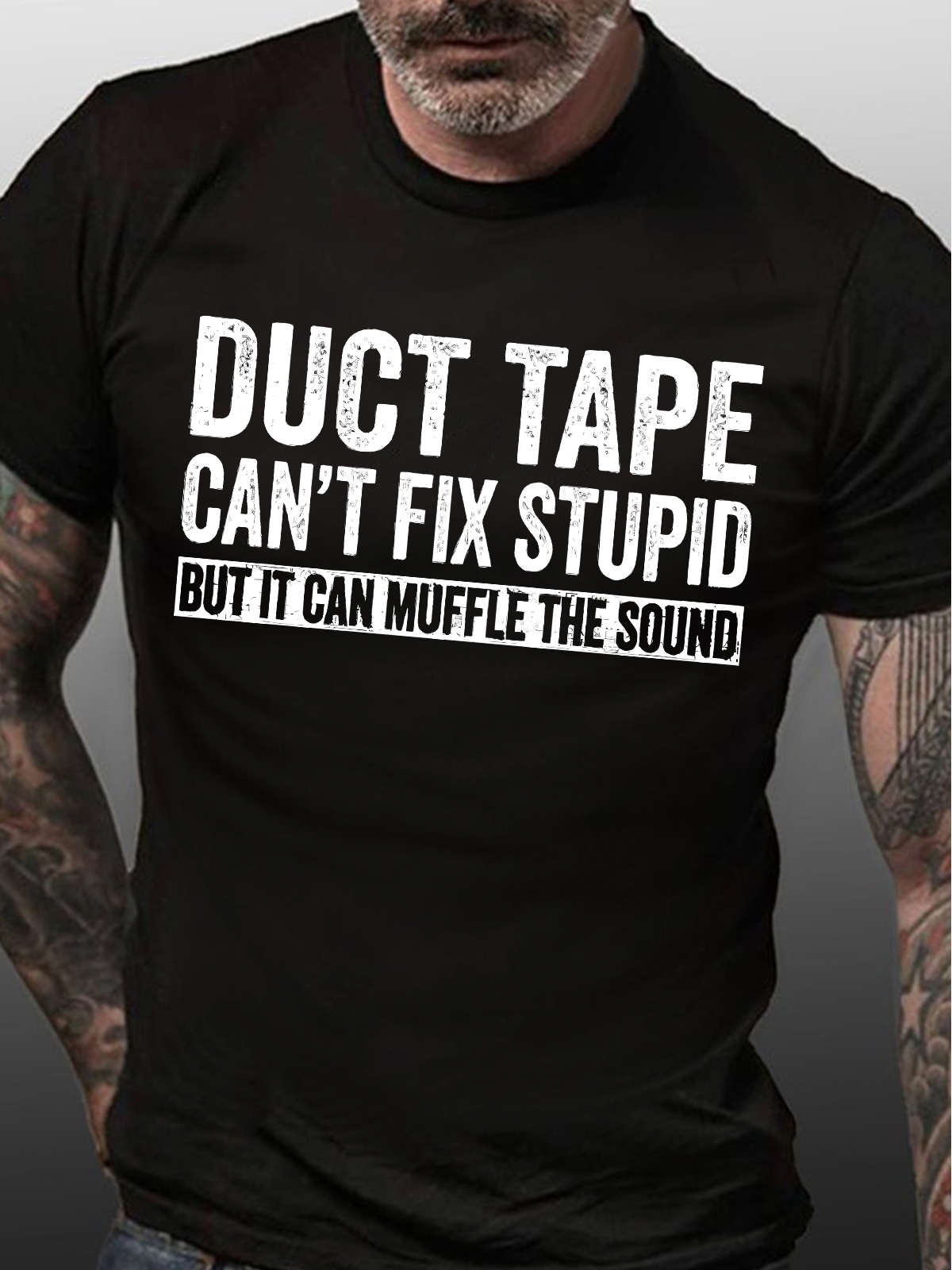 Men's Duct Tape Can't Fix Stupid But It Can Muffle The Sound Funny Graphic Print Casual Text Letters Cotton T-Shirt