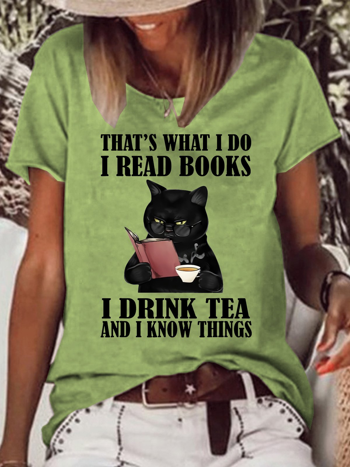 Women's That's what I do I read books I drink tea and I know things Casual Letters T-Shirt