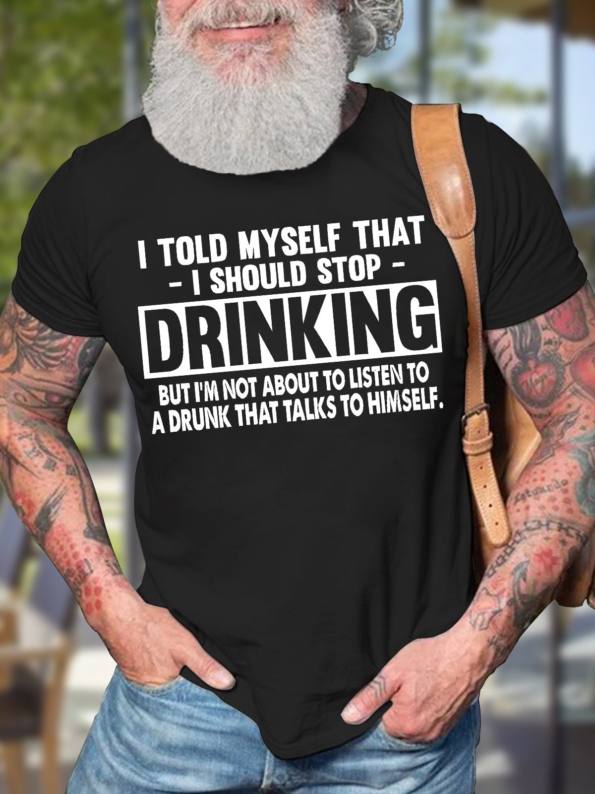 I Told Myself That I Should Stop Drinking Cotton Casual Text Letters Loose T-Shirt