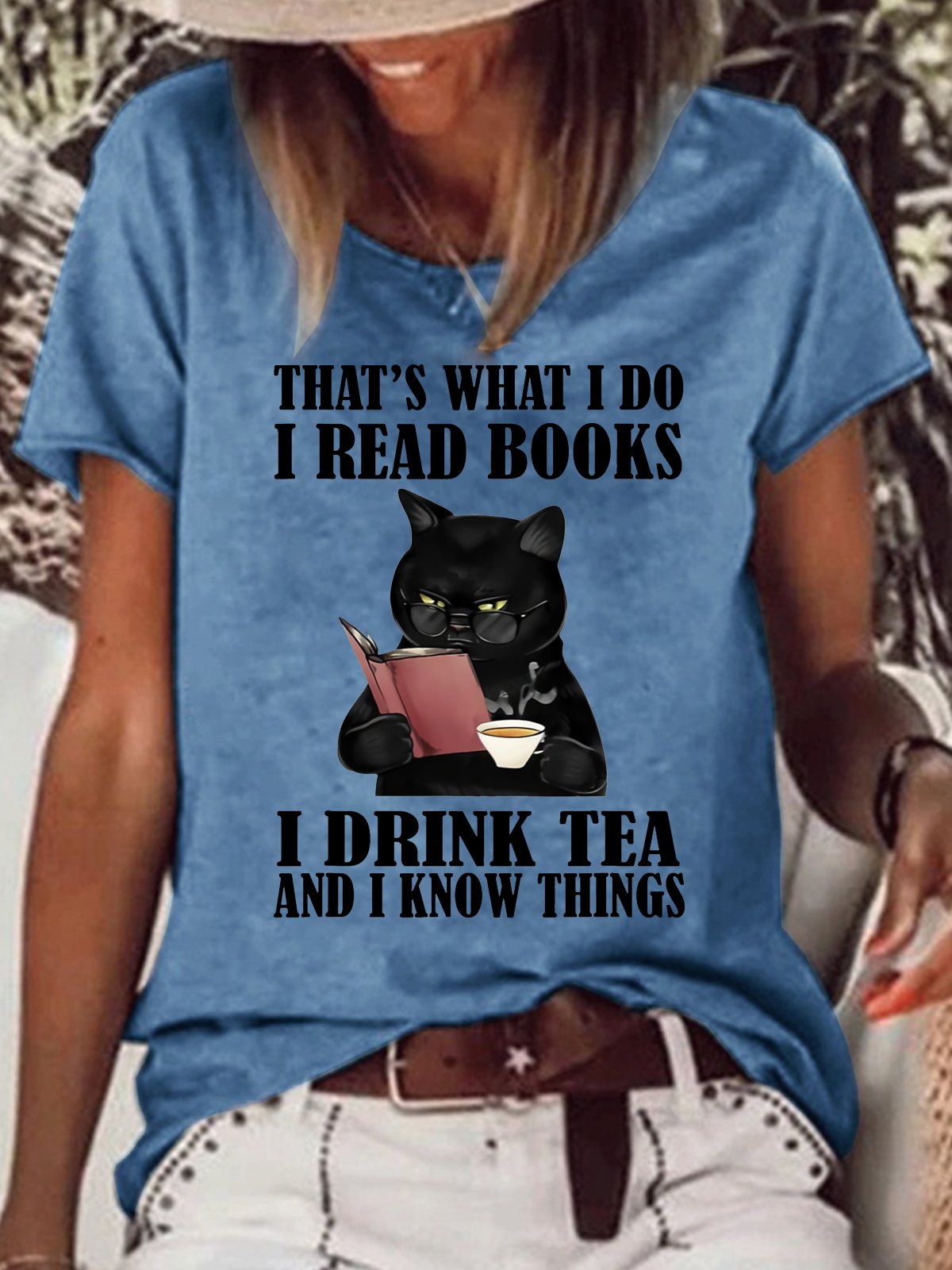 Women's That's what I do I read books I drink tea and I know things Casual Letters T-Shirt