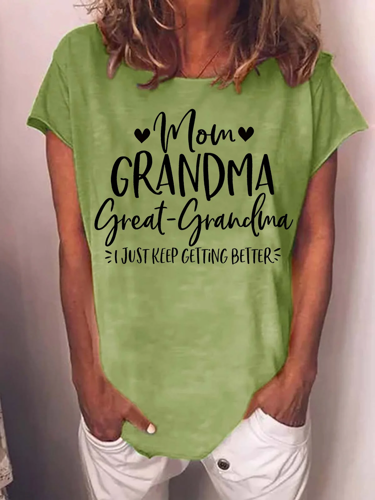 Women's Mom Grandma Great Grandma I Just Keep Getting Better Funny Graphic Print  Crew Neck Text Letters Casual Loose T-Shirt