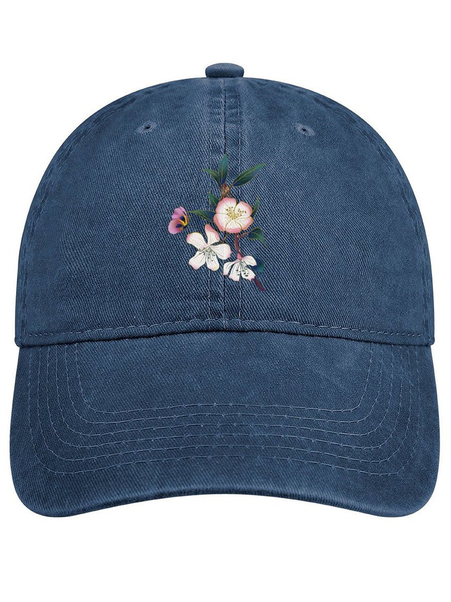 Floral Butterfly Adjustable Denim Hat