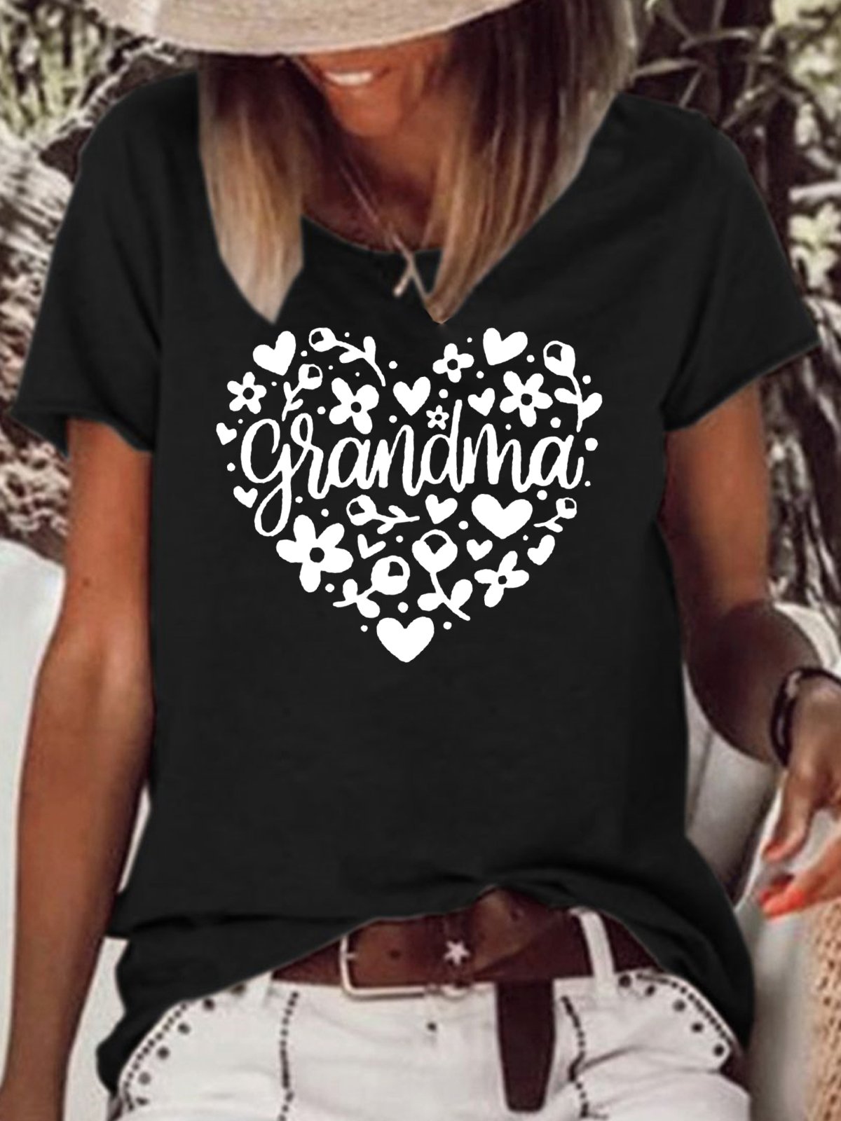 Women's Grandma Heart Casual Cotton-Blend T-Shirt