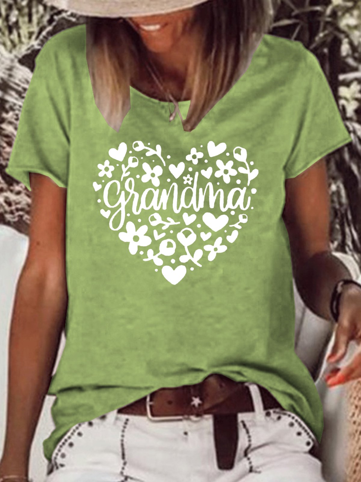 Women's Grandma Heart Casual Cotton-Blend T-Shirt