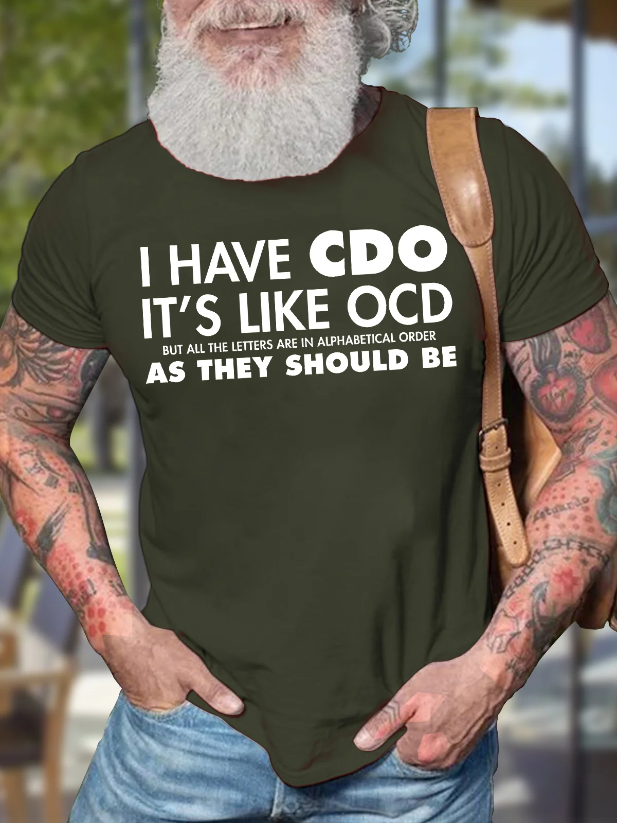 Men's I Have Cdo It Is Like Ocd But As They Should Be Funny Graphic Print Text Letters Cotton Casual T-Shirt