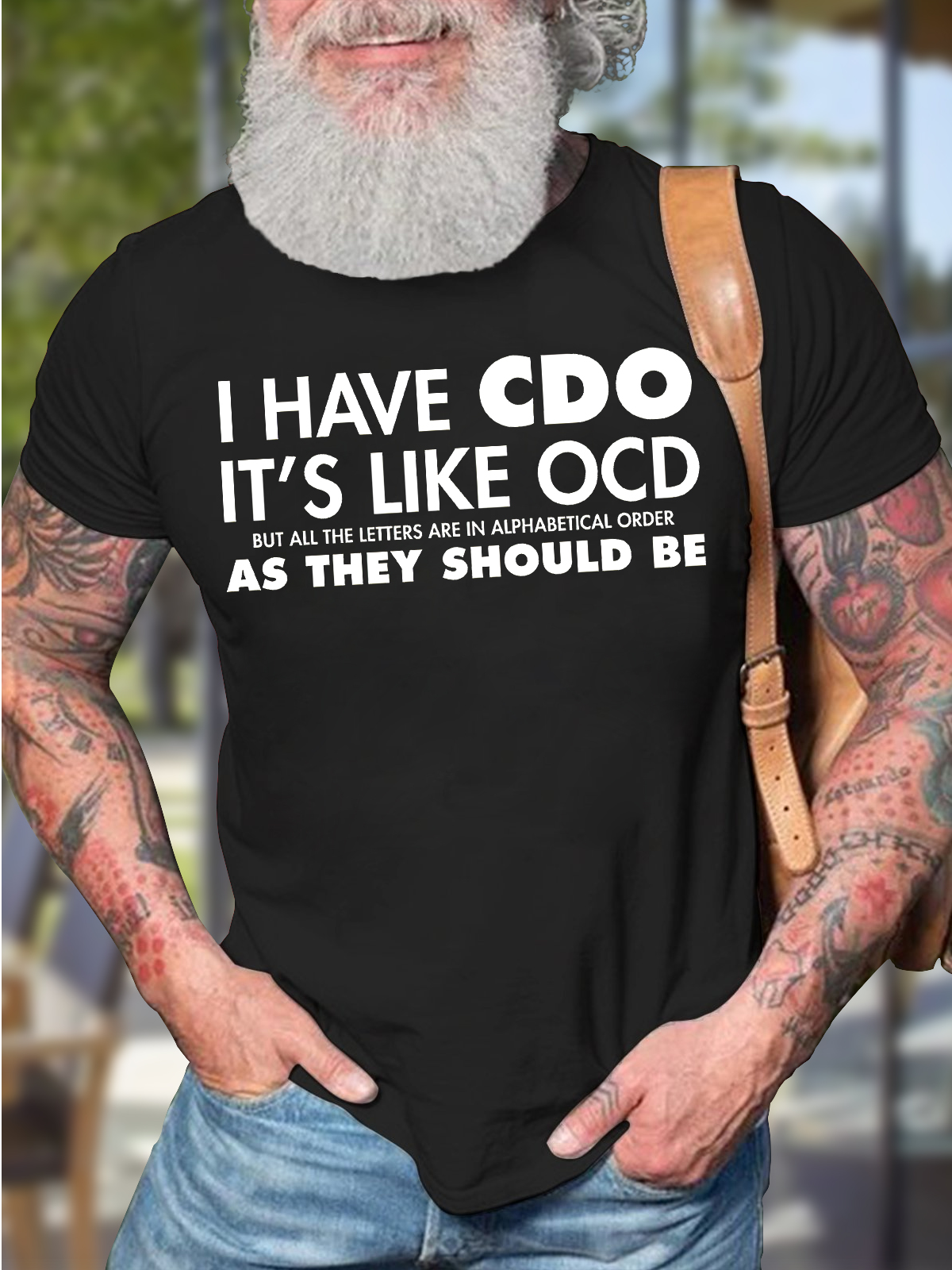 Men's I Have Cdo It Is Like Ocd But As They Should Be Funny Graphic Print Text Letters Cotton Casual T-Shirt